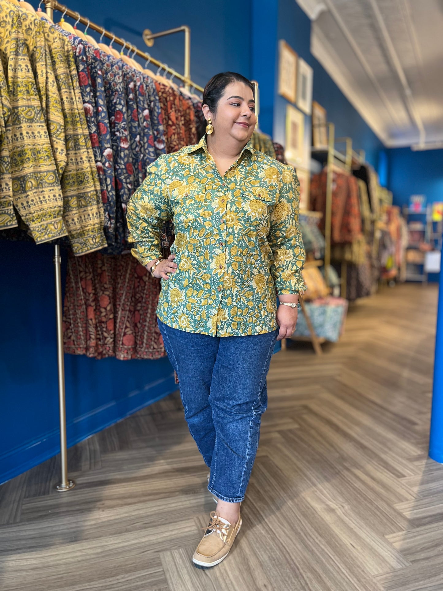Blouse with Pockets ~ Green Yellow