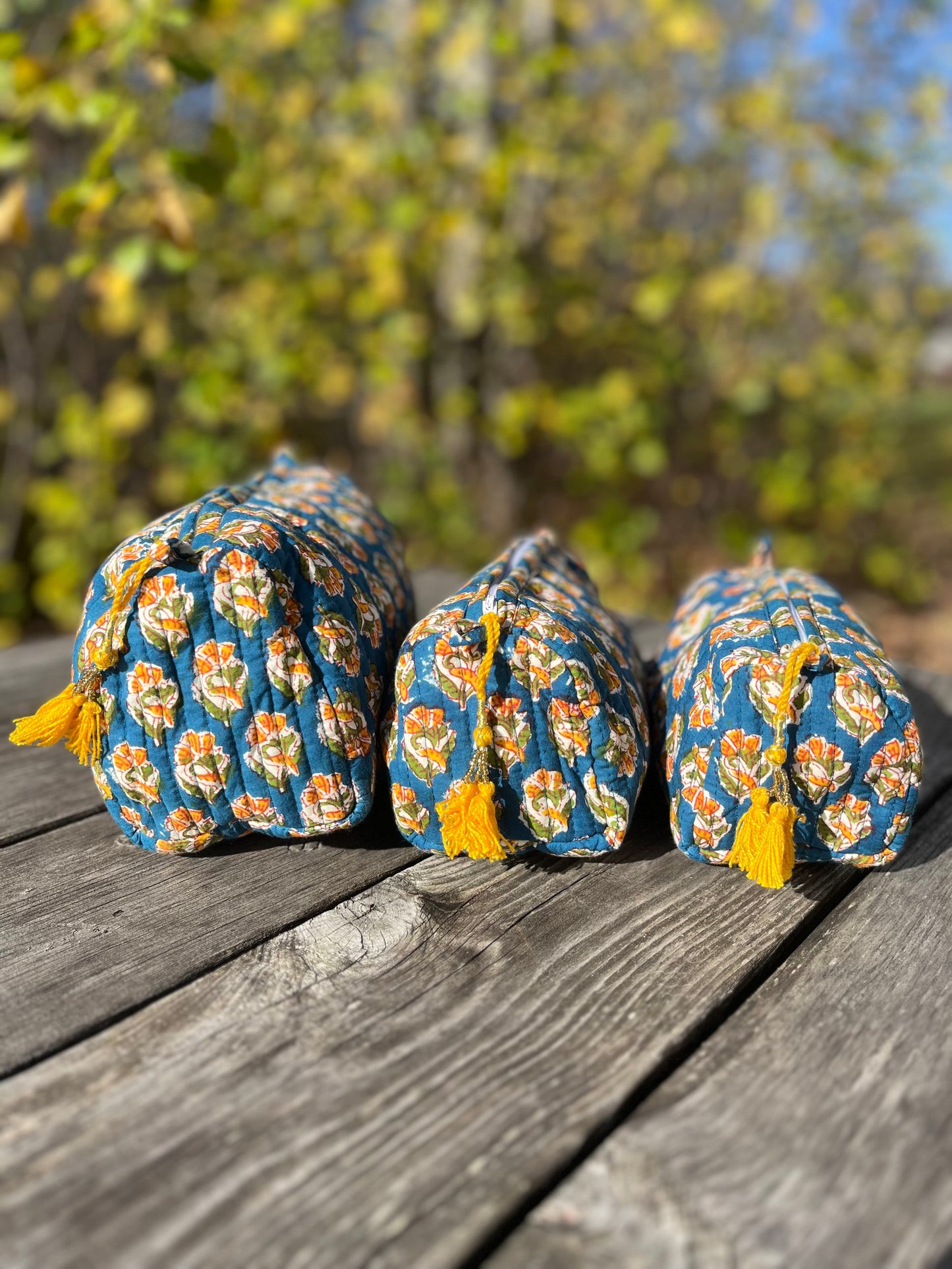 Make Up Bag in Blue Mustard