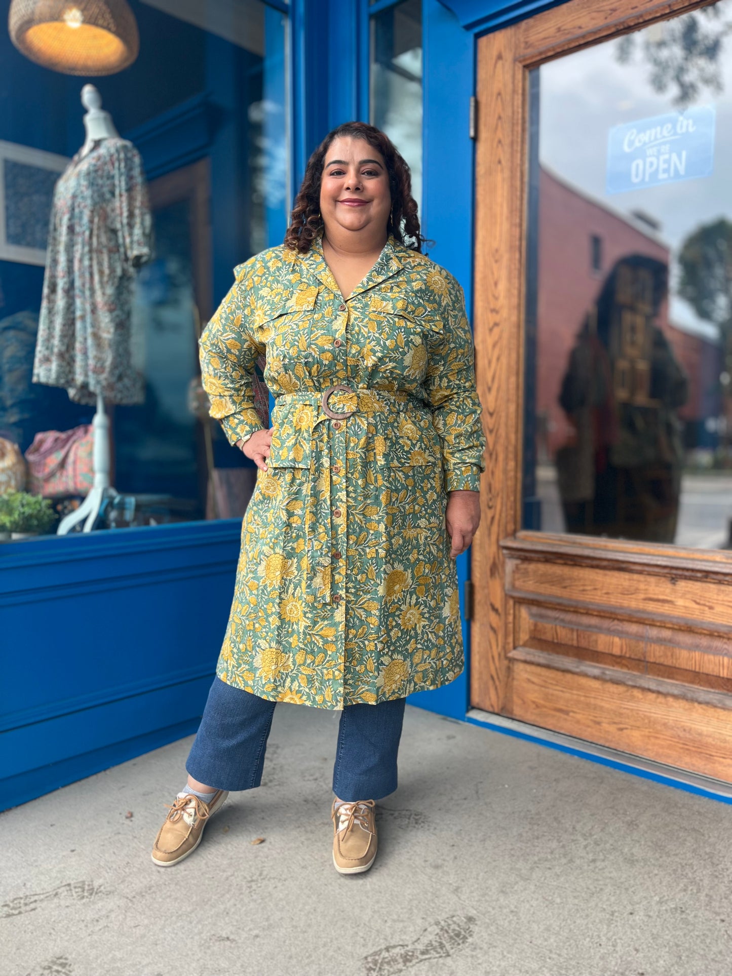 Trench Dress ~ Mustard Green