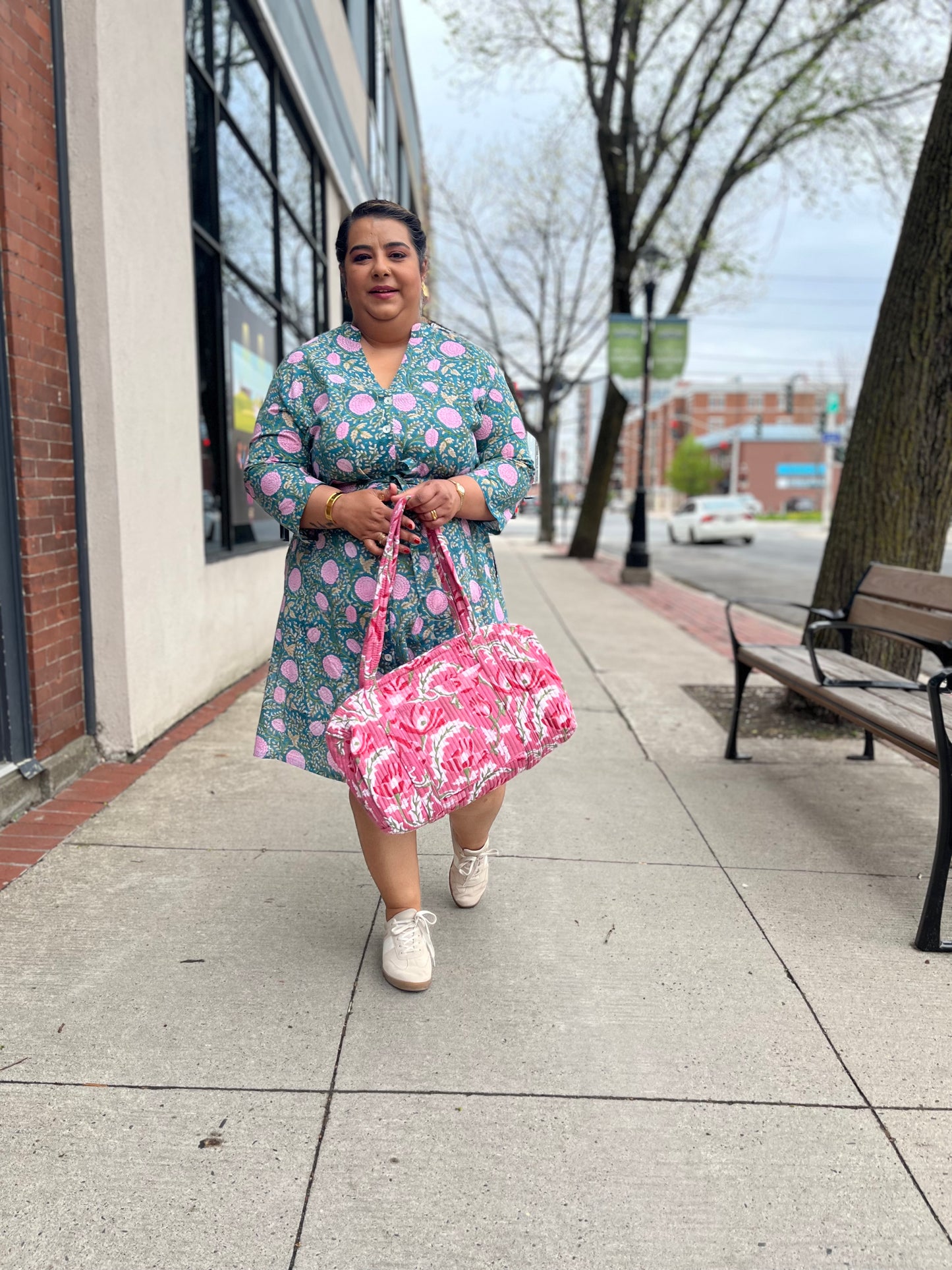 Shirt Dress in Teal Pink