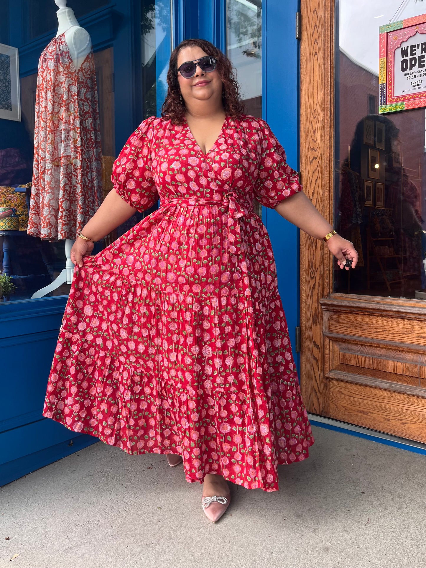 Maxi Wrap Dress in Red