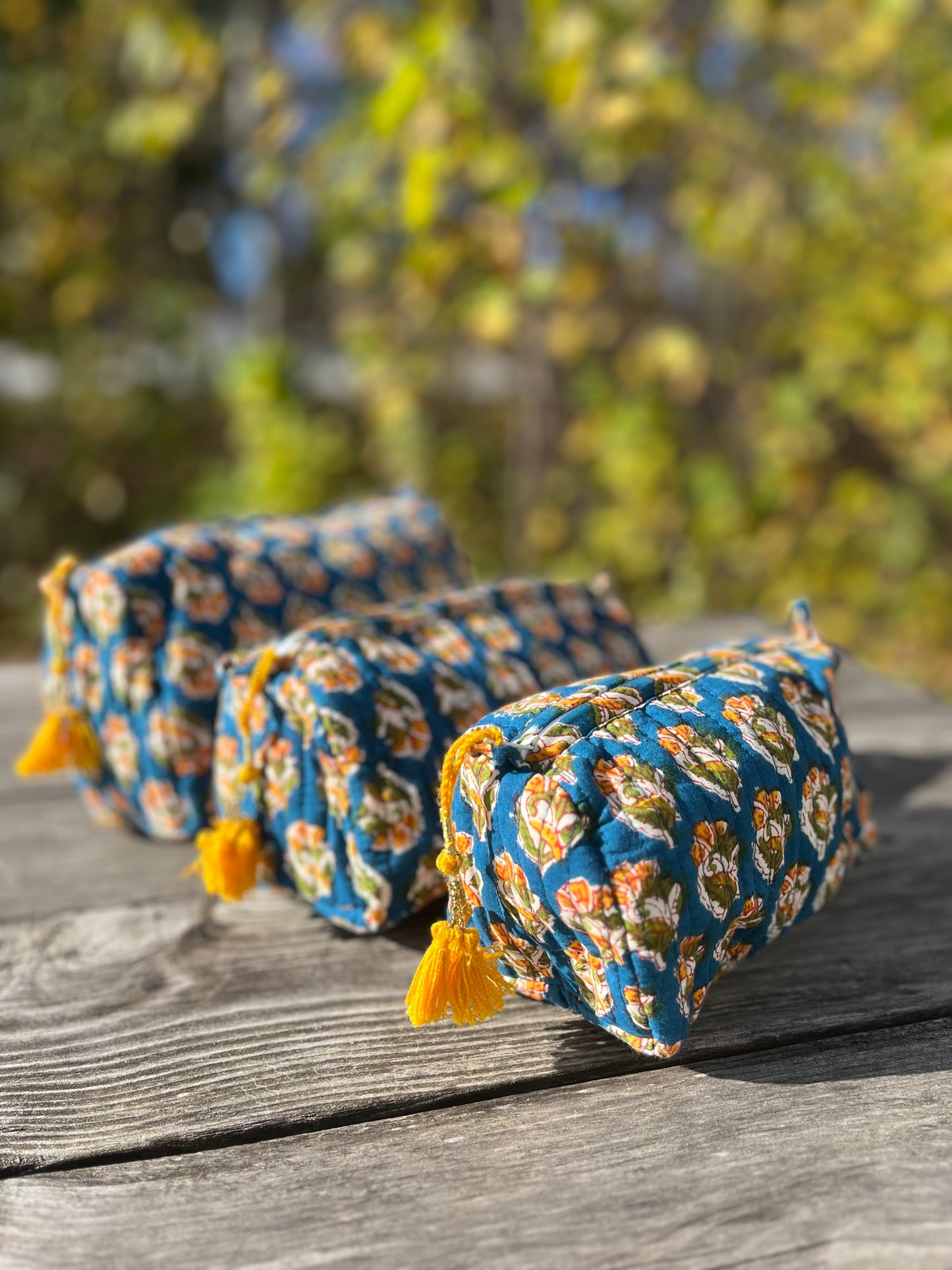 Make Up Bag in Blue Mustard