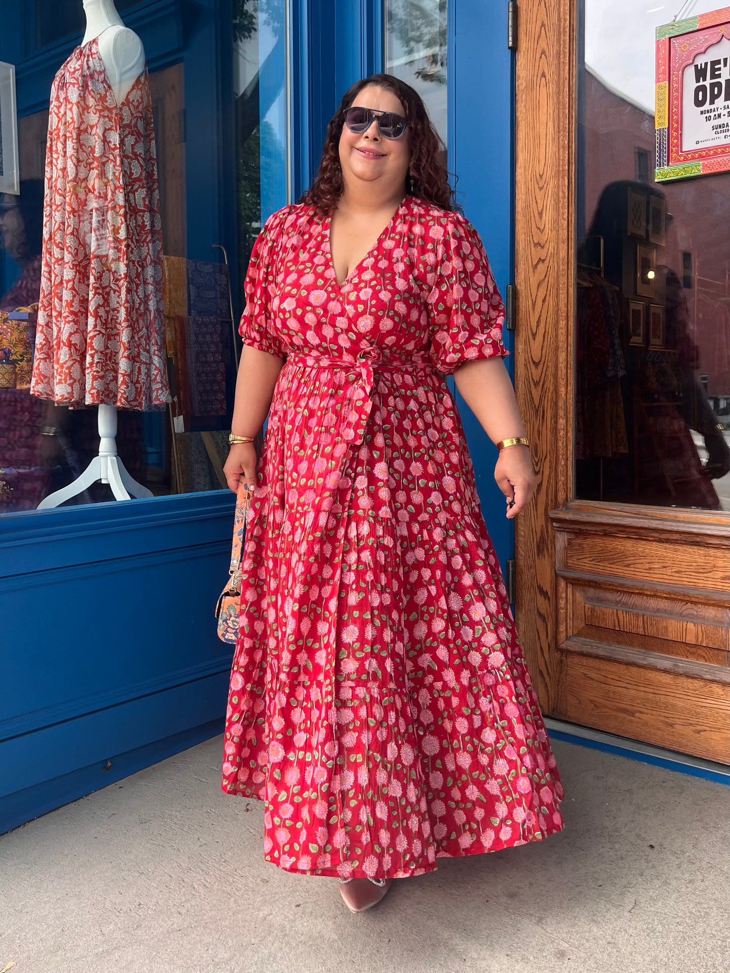 Maxi Wrap Dress in Red