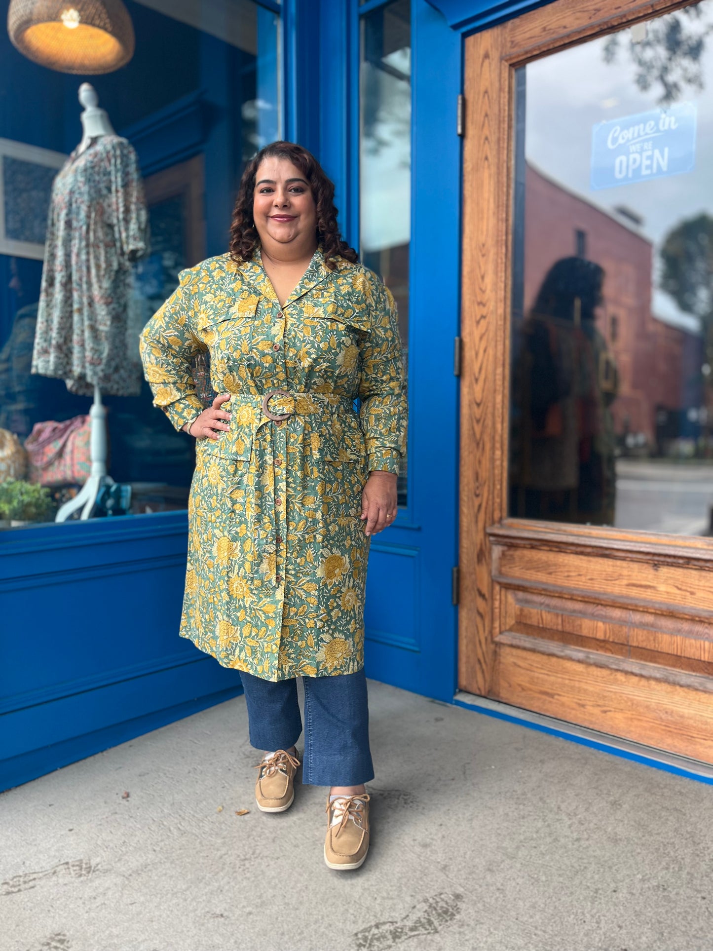 Trench Dress ~ Mustard Green