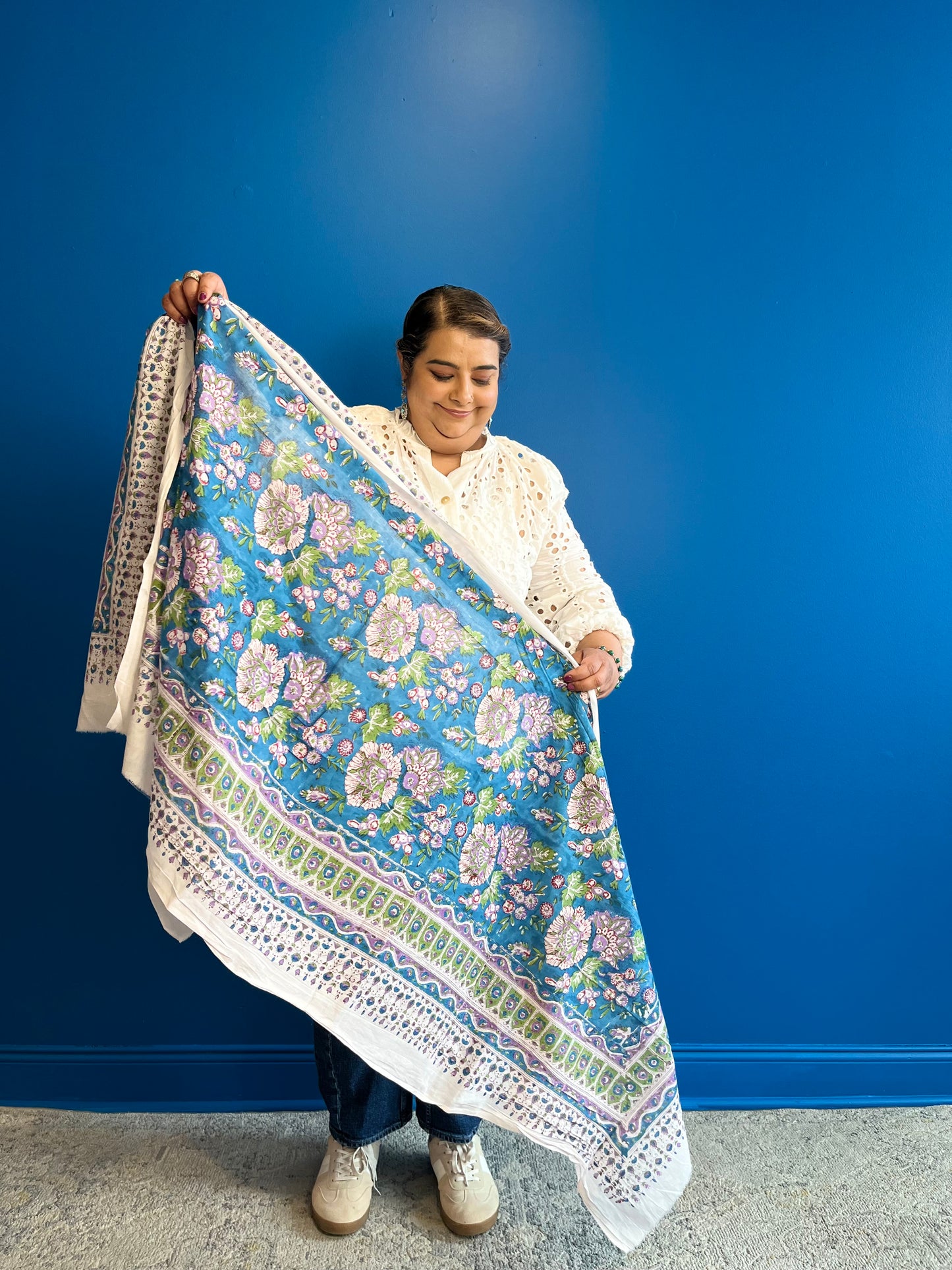 Garden Scarf in Blue Multi Color Print