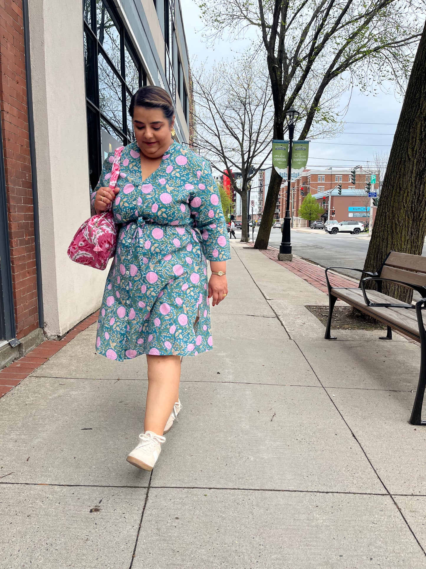 Shirt Dress in Teal Pink
