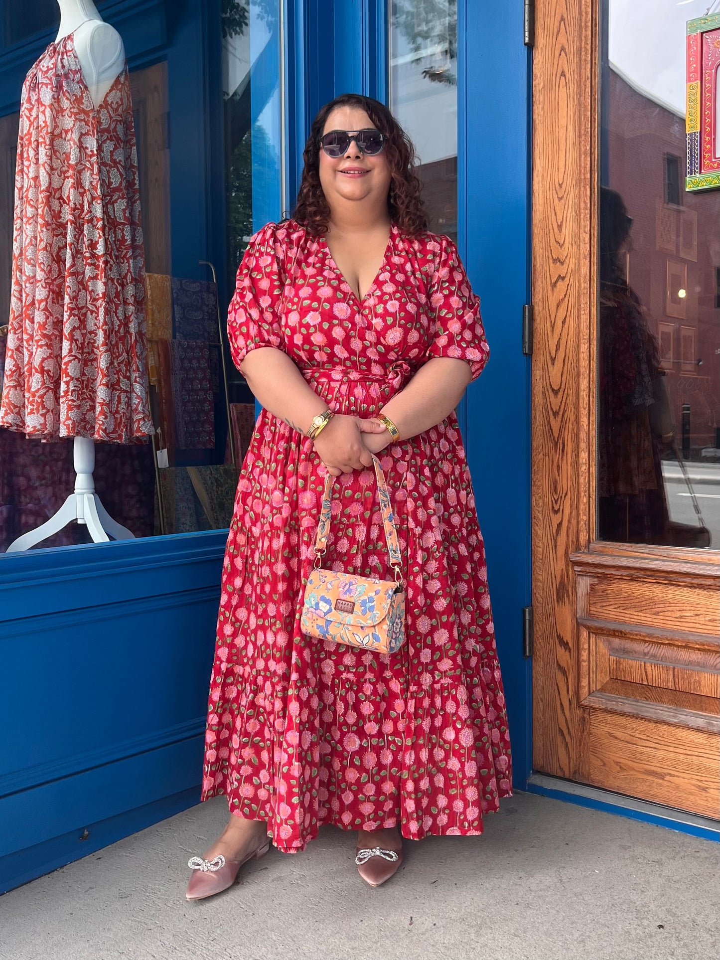 Maxi Wrap Dress in Red