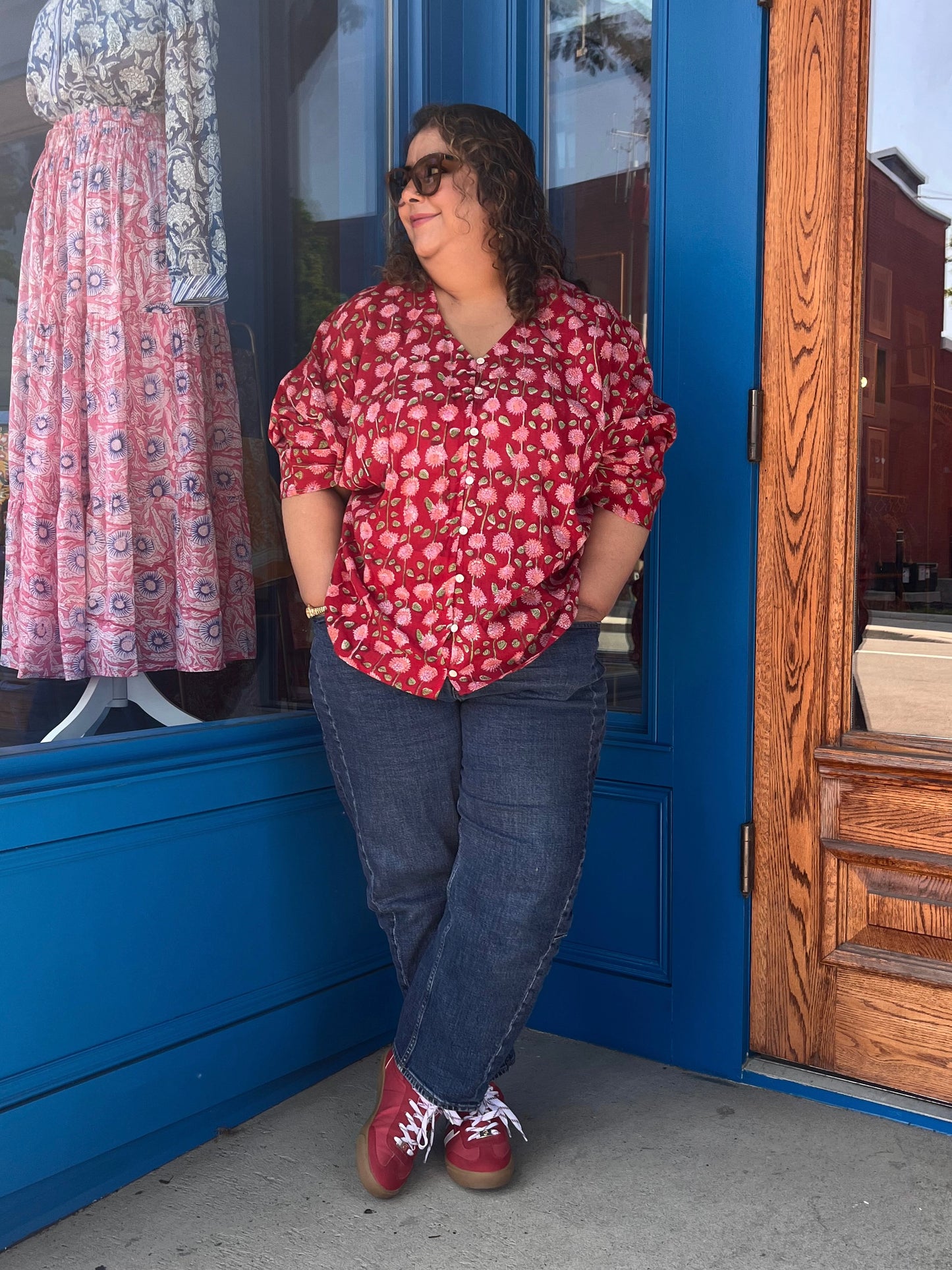 V-Neck Button Front Blouse