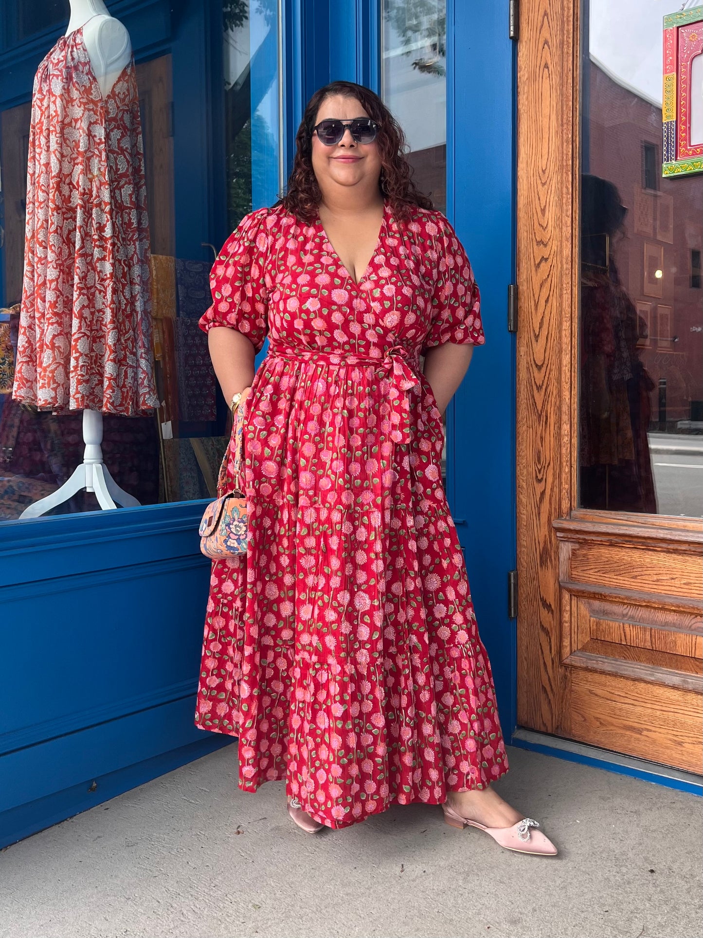 Maxi Wrap Dress in Red