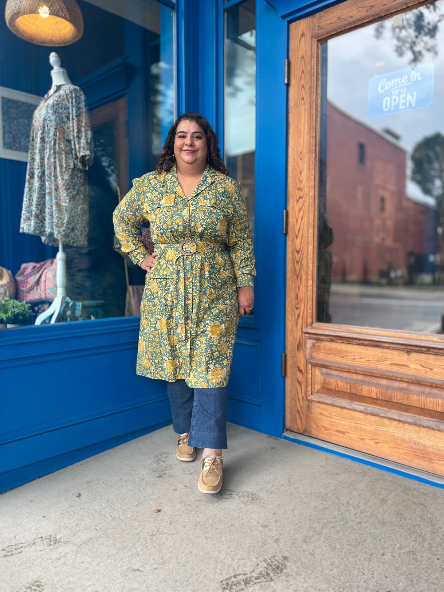 Trench Dress ~ Mustard Green