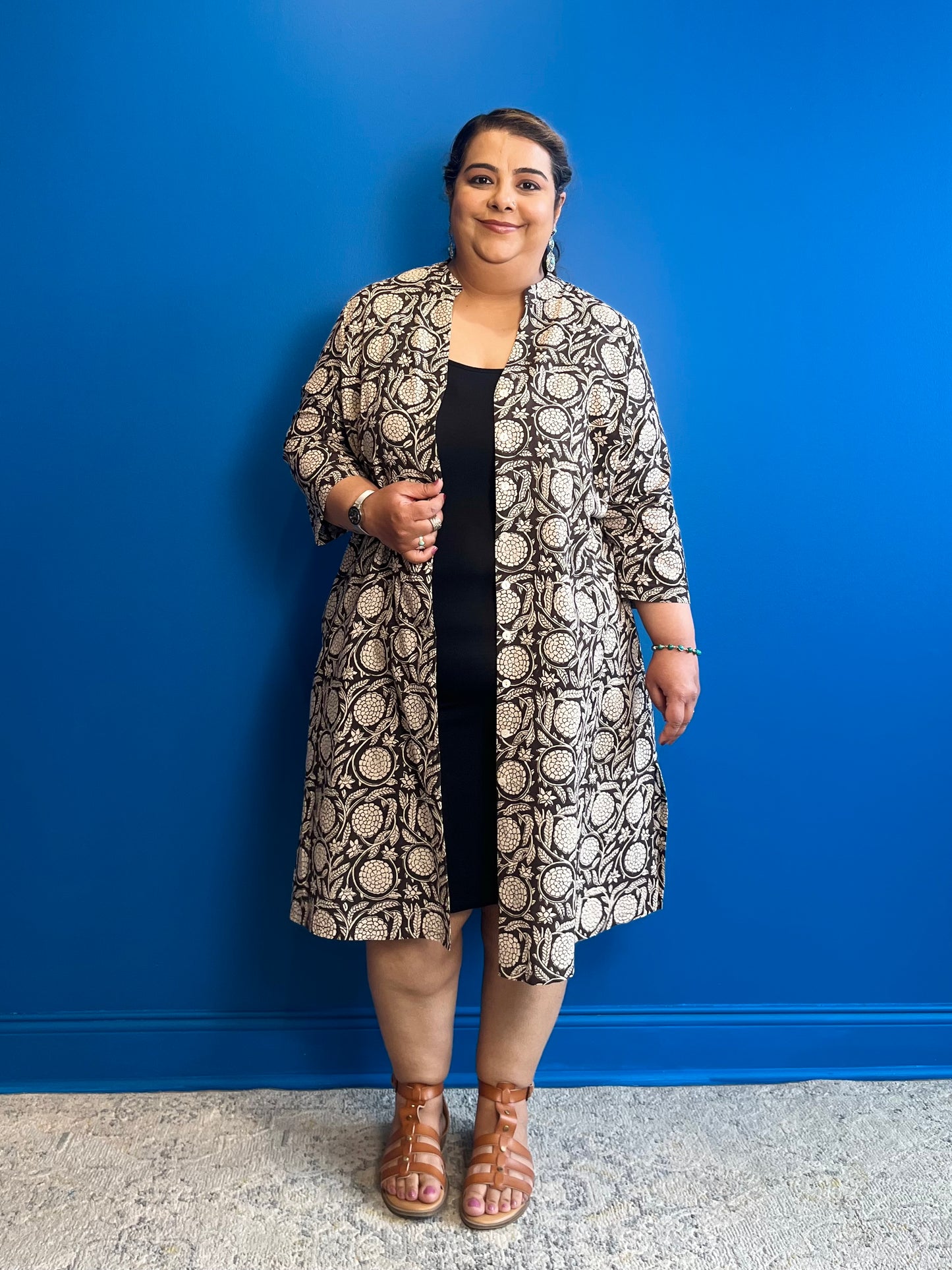 Shirt Dress in Black Beige