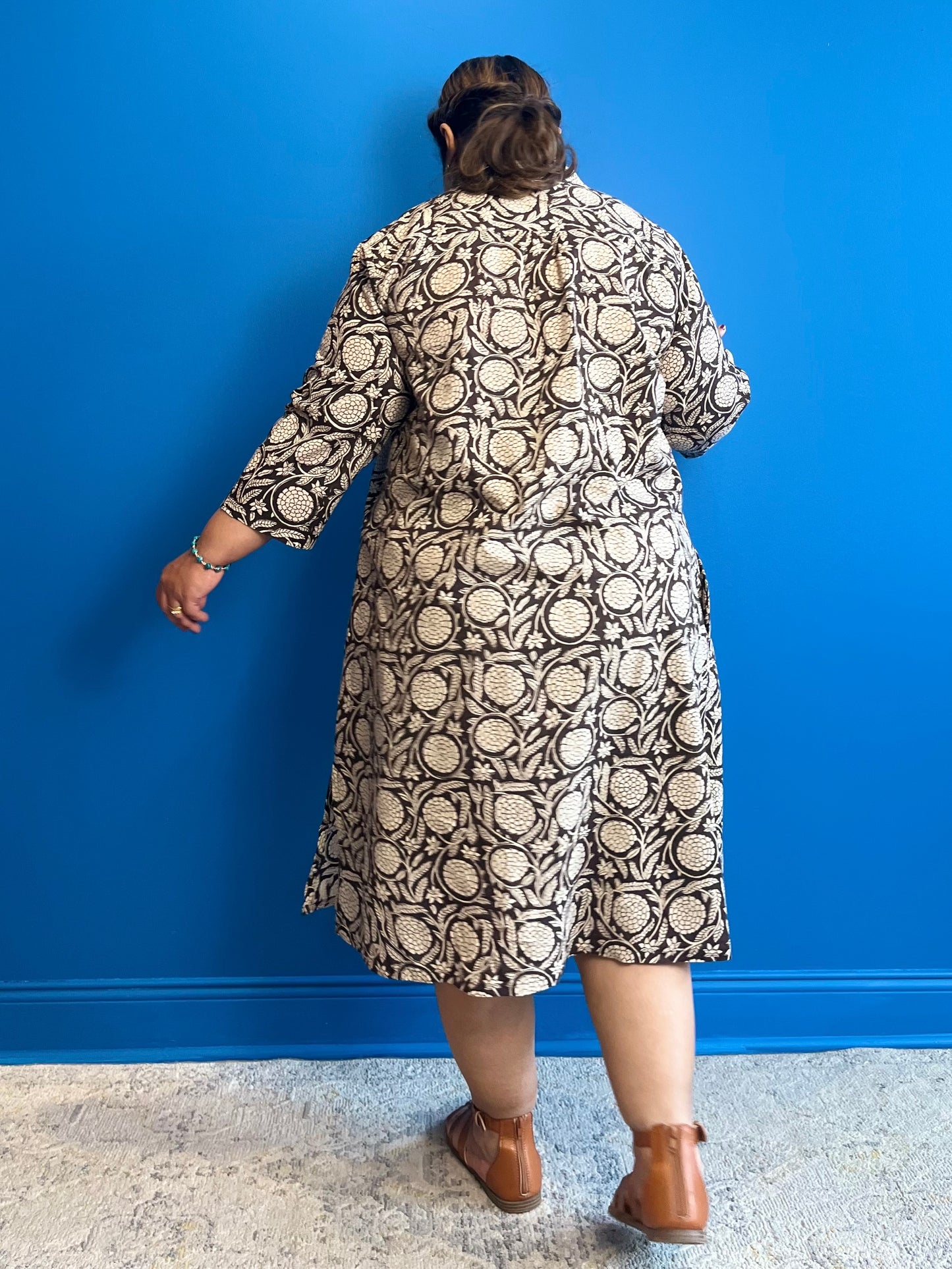 Shirt Dress in Black Beige