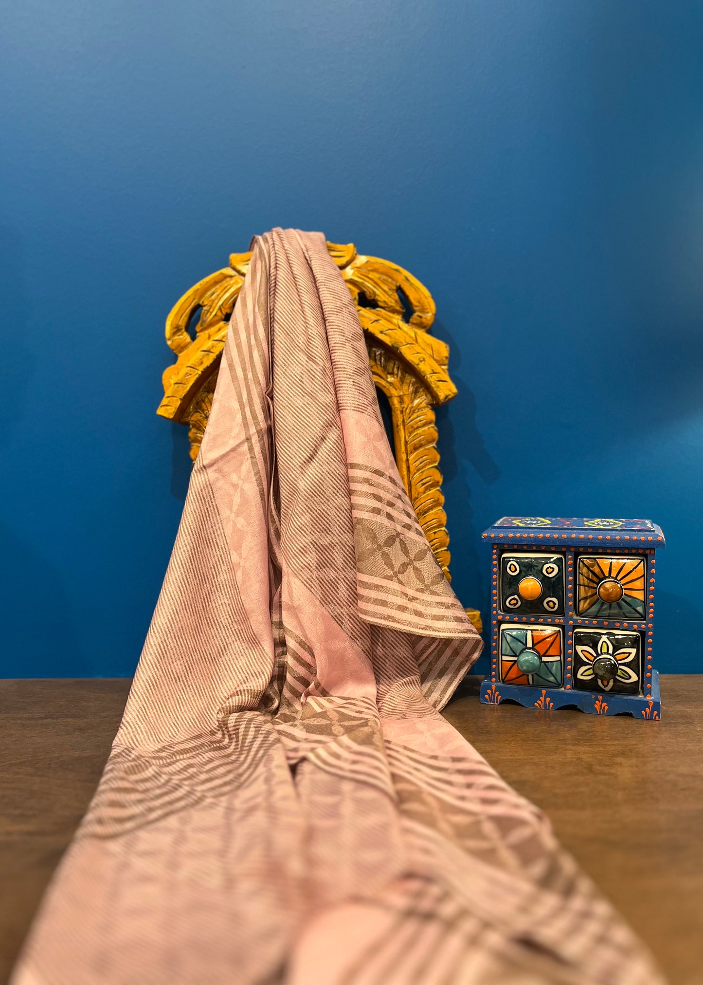 Cashmere Silk Wool Wide Scarf in Blush