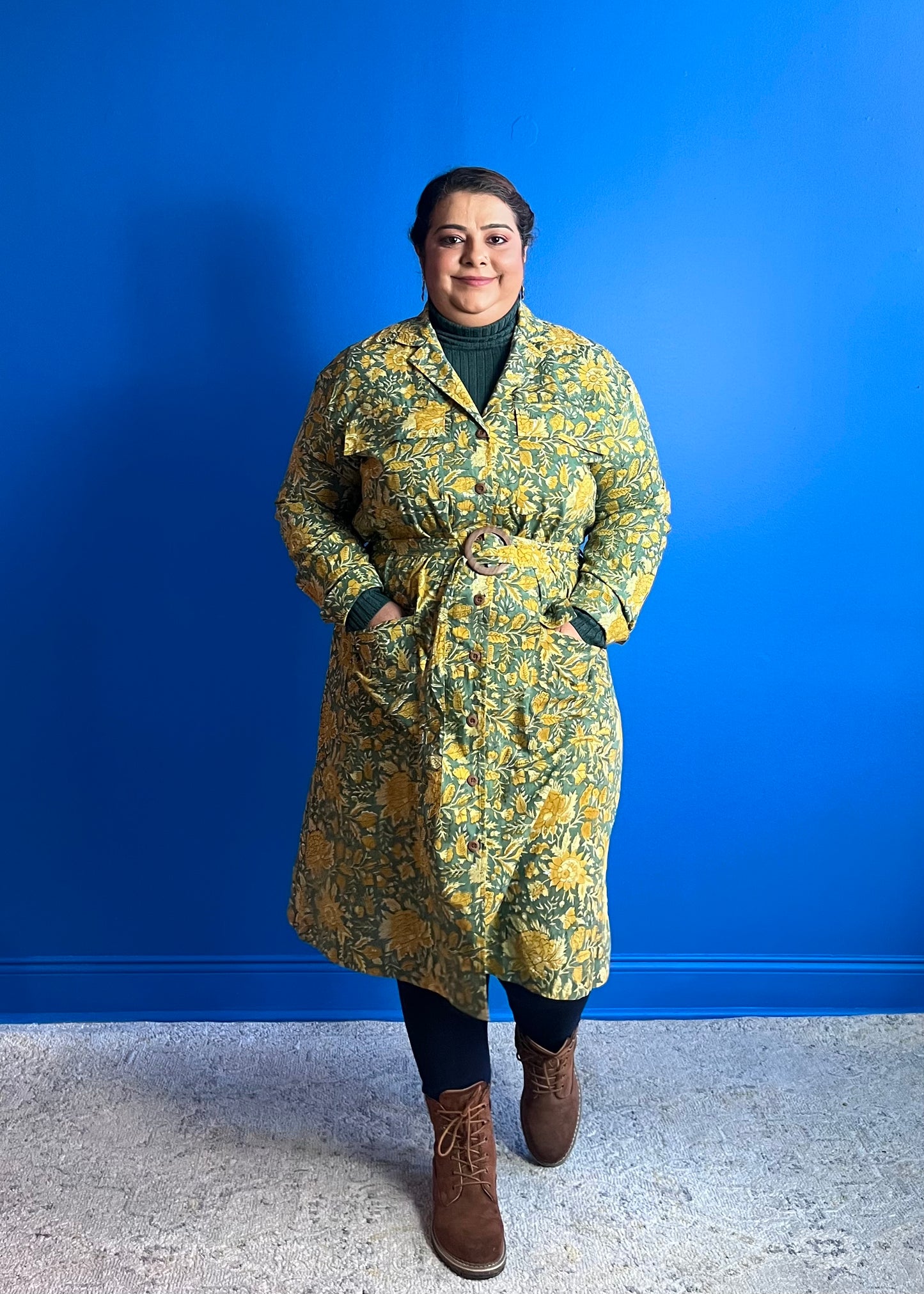 Trench Dress ~ Mustard Green