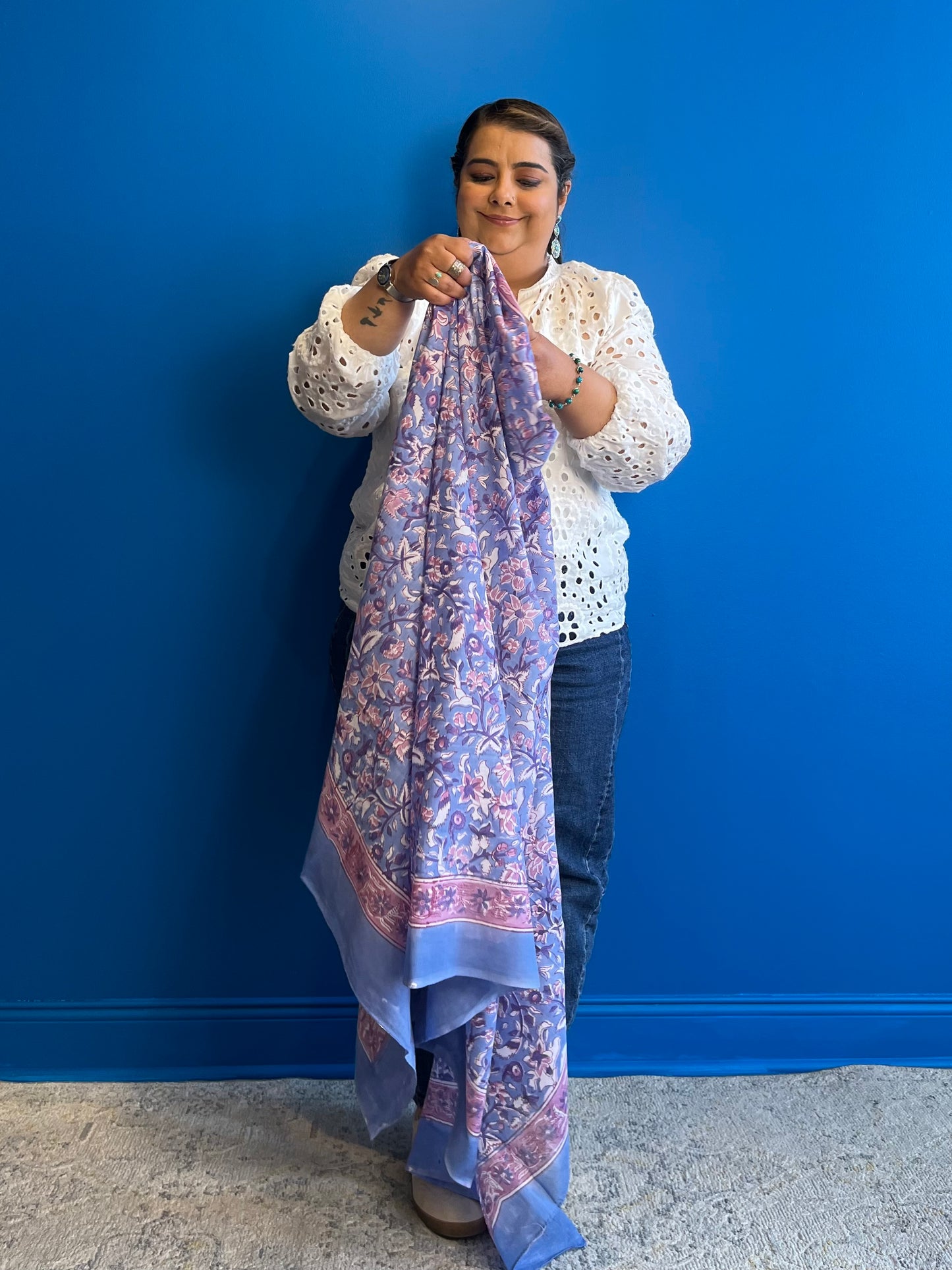 Garden Scarf in Pastel Blue