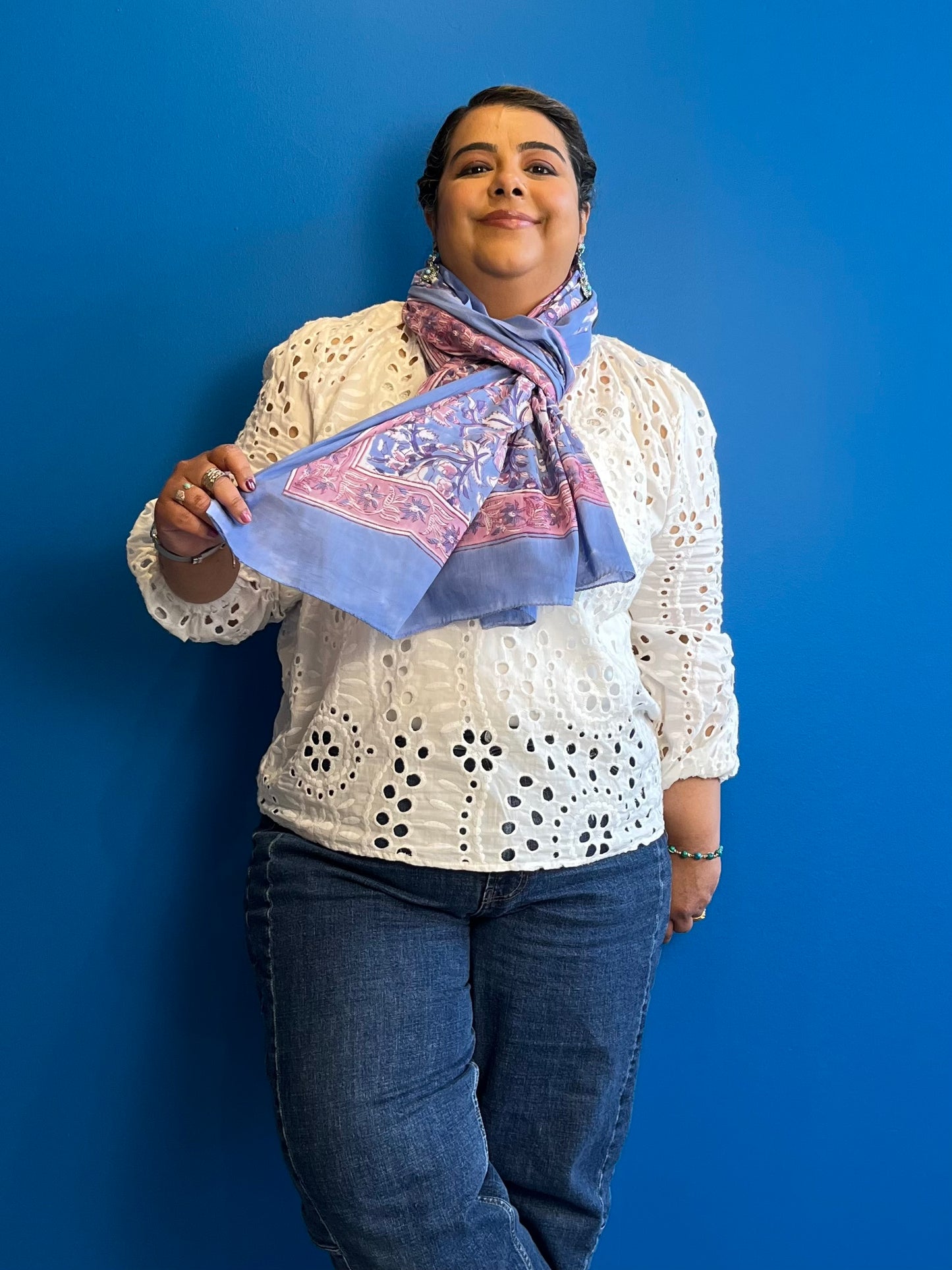 Garden Scarf in Pastel Blue