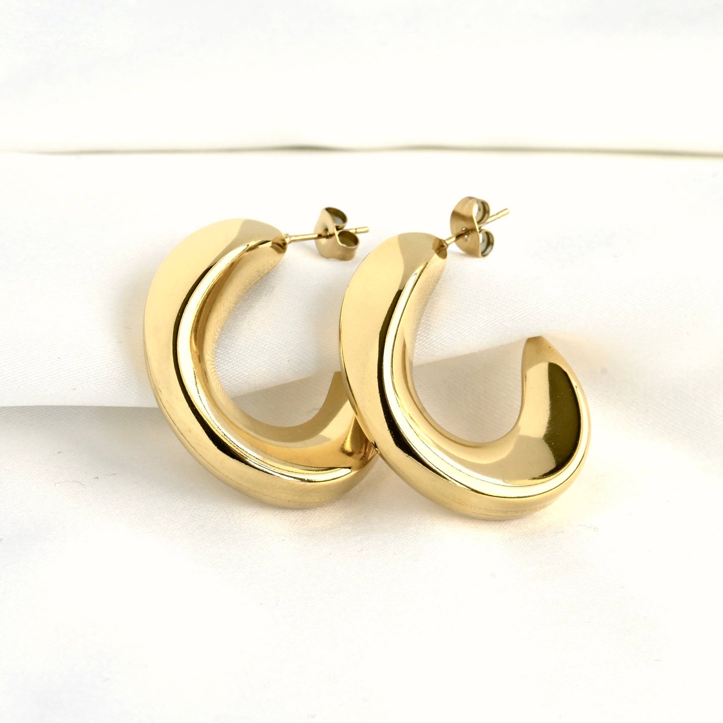 Sculptural C Hoops