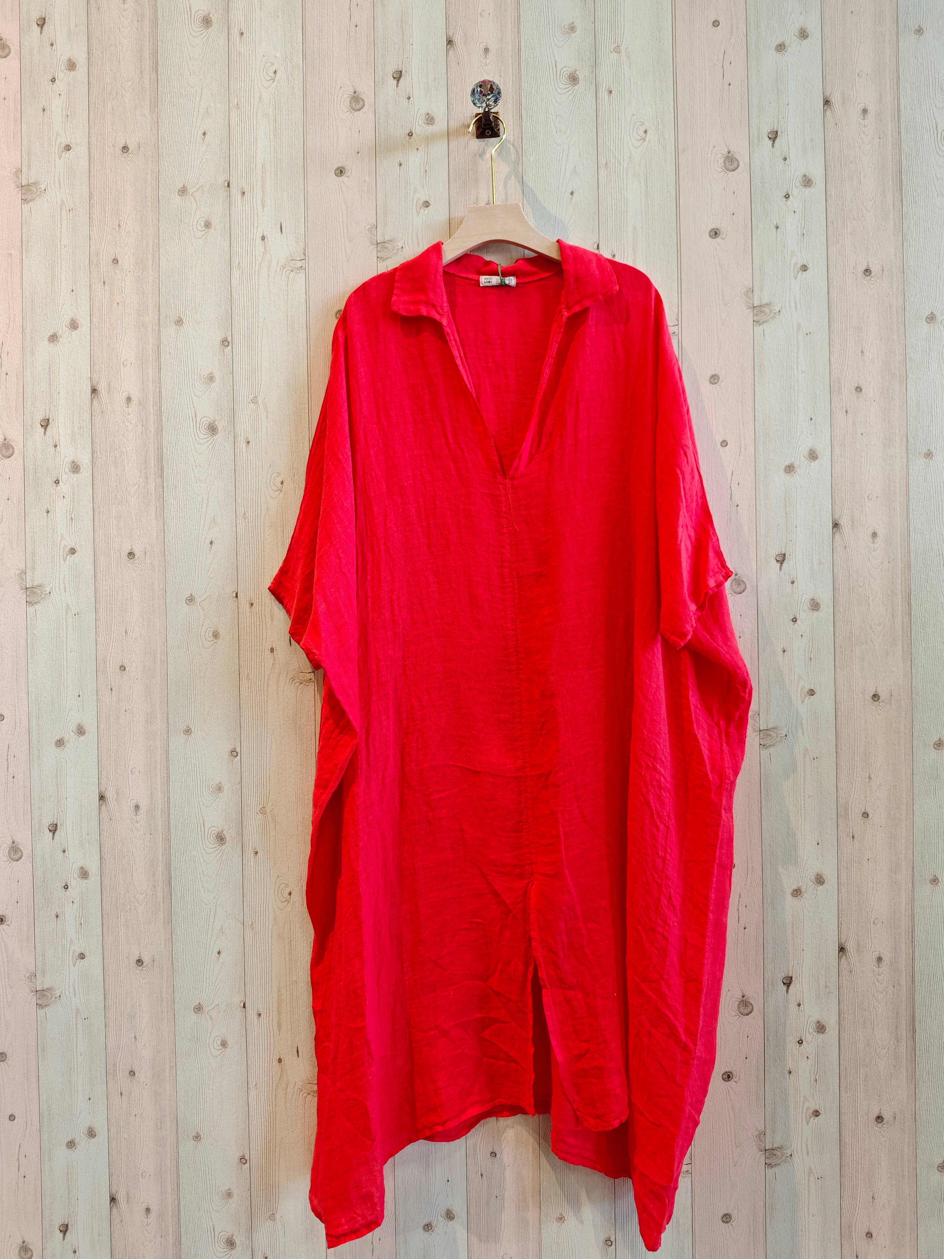 Ref-9036 Plain 100% Linen Kaftan: BLACK