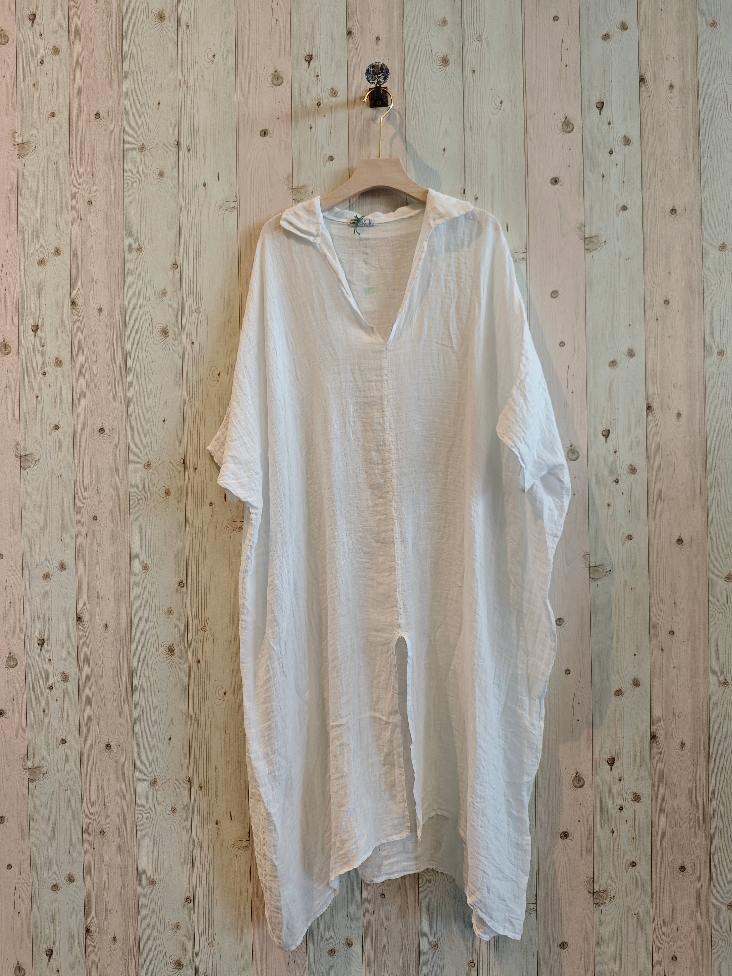 Ref-9036 Plain 100% Linen Kaftan: Amarillo