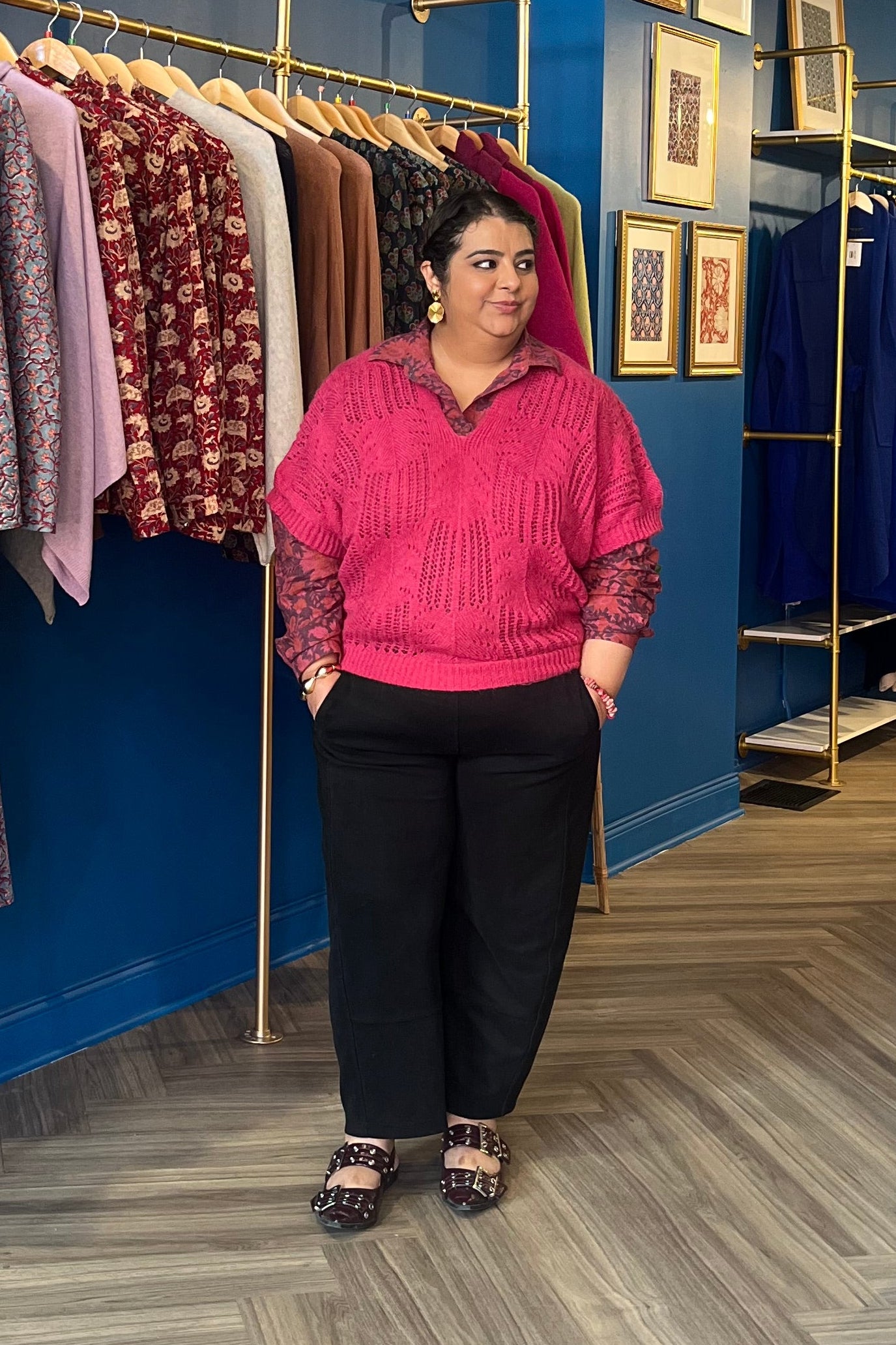 Mohair Blend Fuchsia Sweater Top