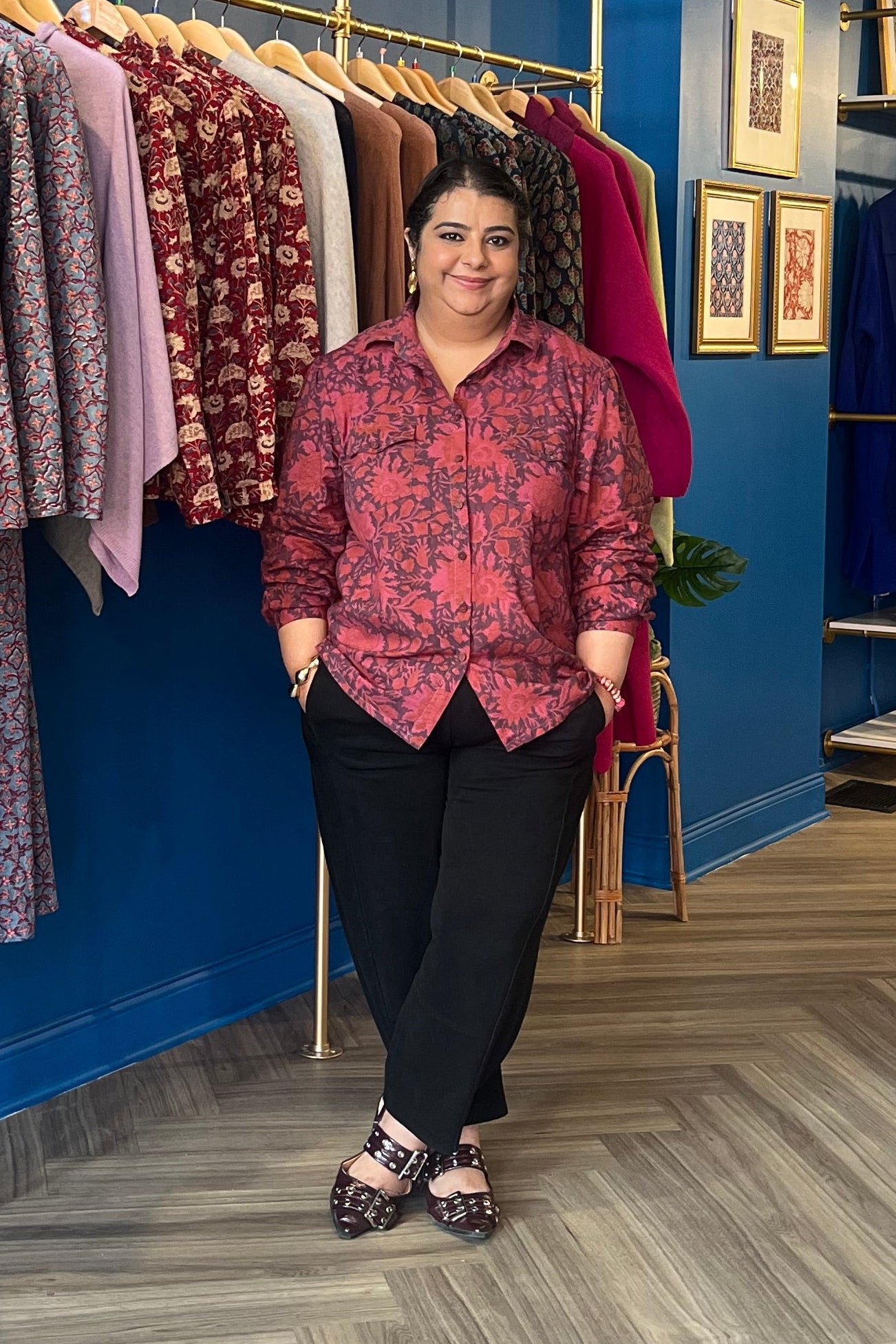 Printed Wine Cotton Blouse