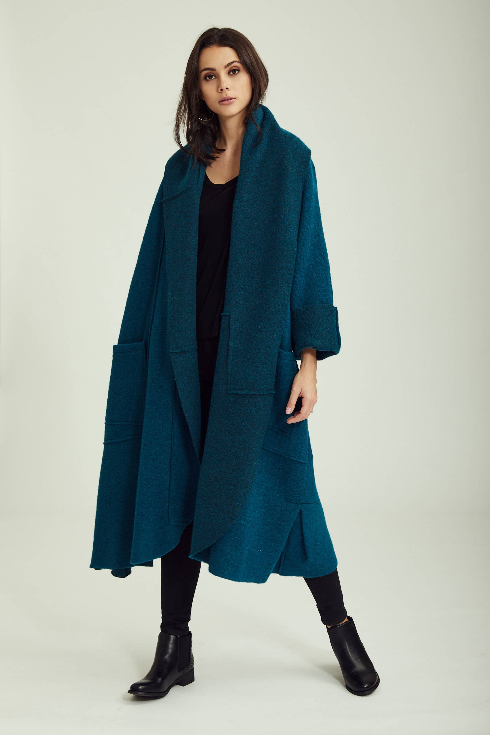 BLL-M98043 wool coat: Persimmon / One size
