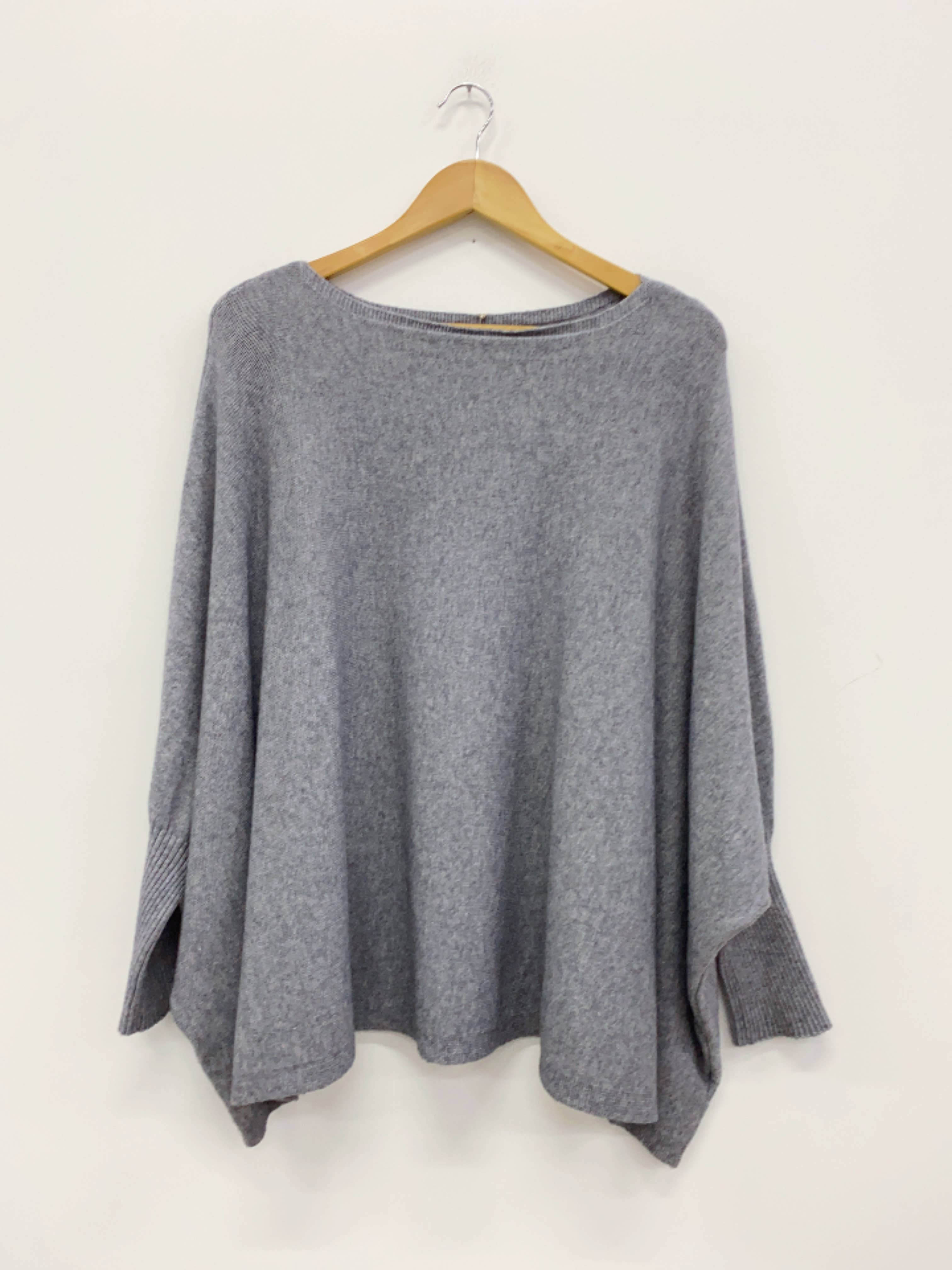 LEL-T8717 plain knit tunic sweater: Ecru / One size