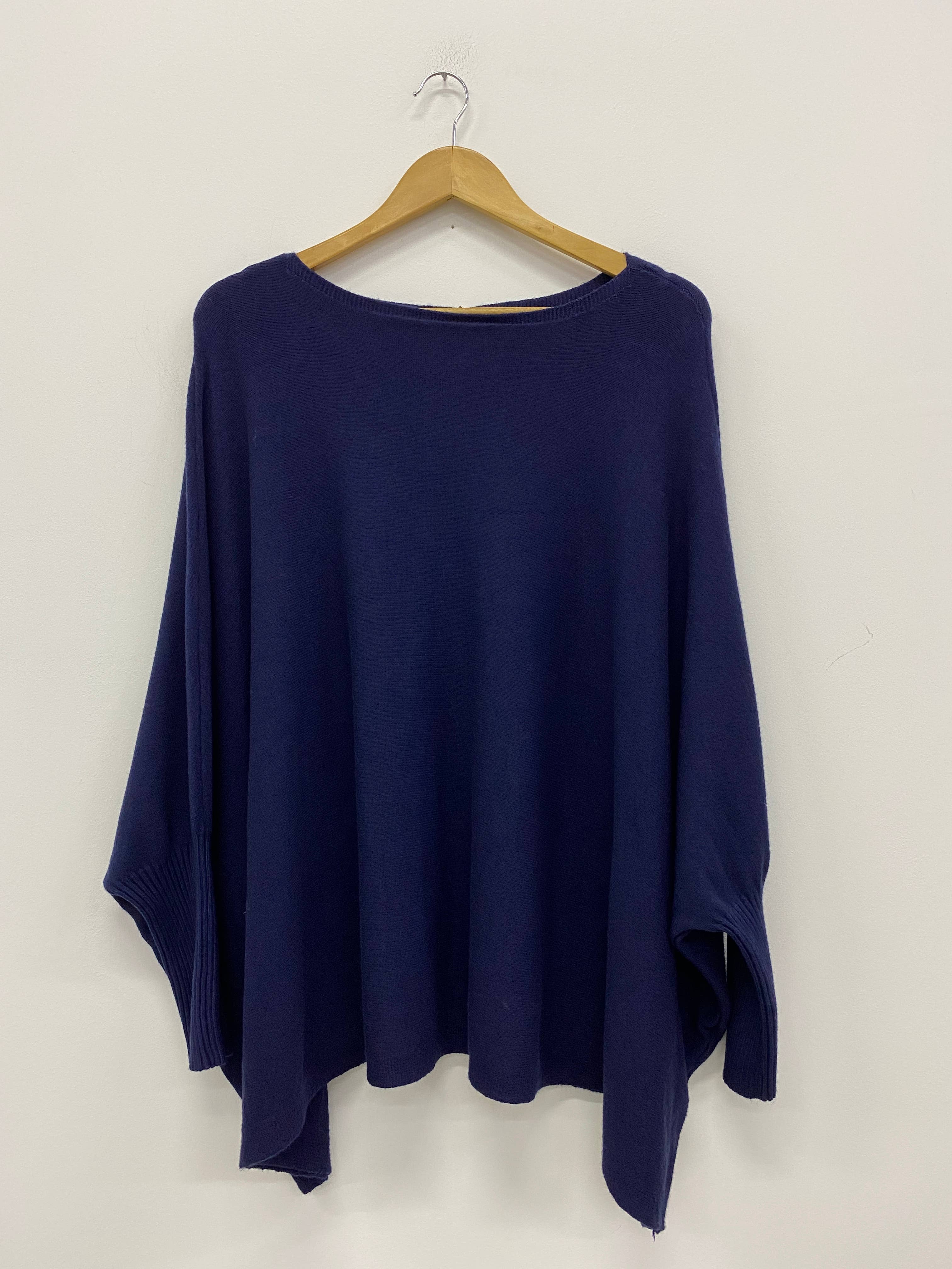 LEL-T8717 plain knit tunic sweater: Ecru / One size