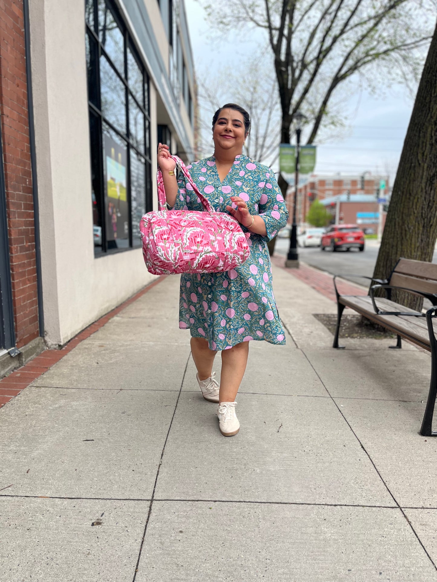 Shirt Dress in Teal Pink