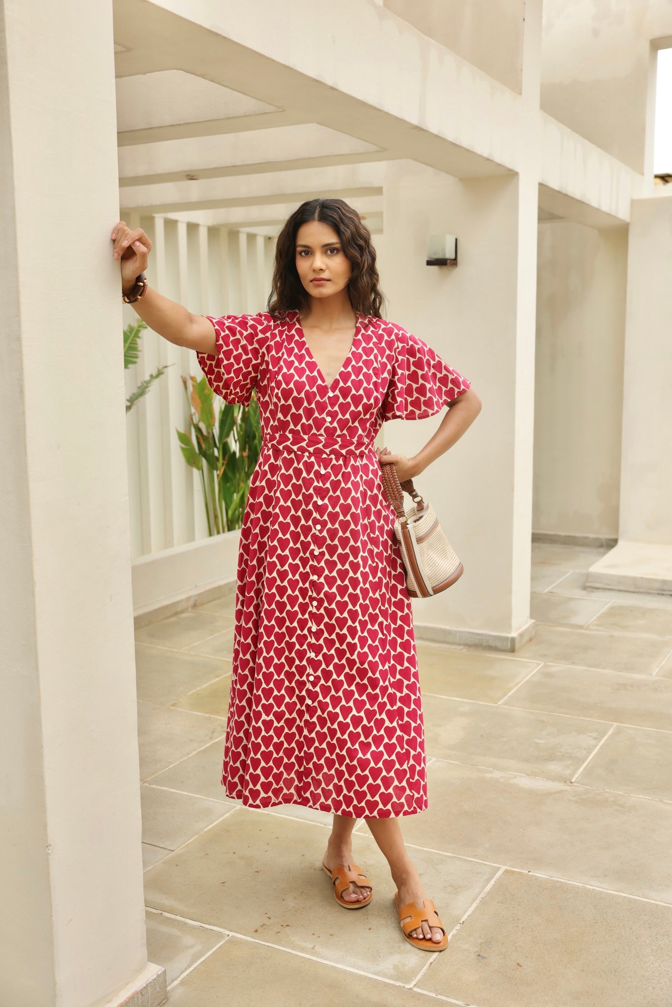 Lily Midi Dress in Red