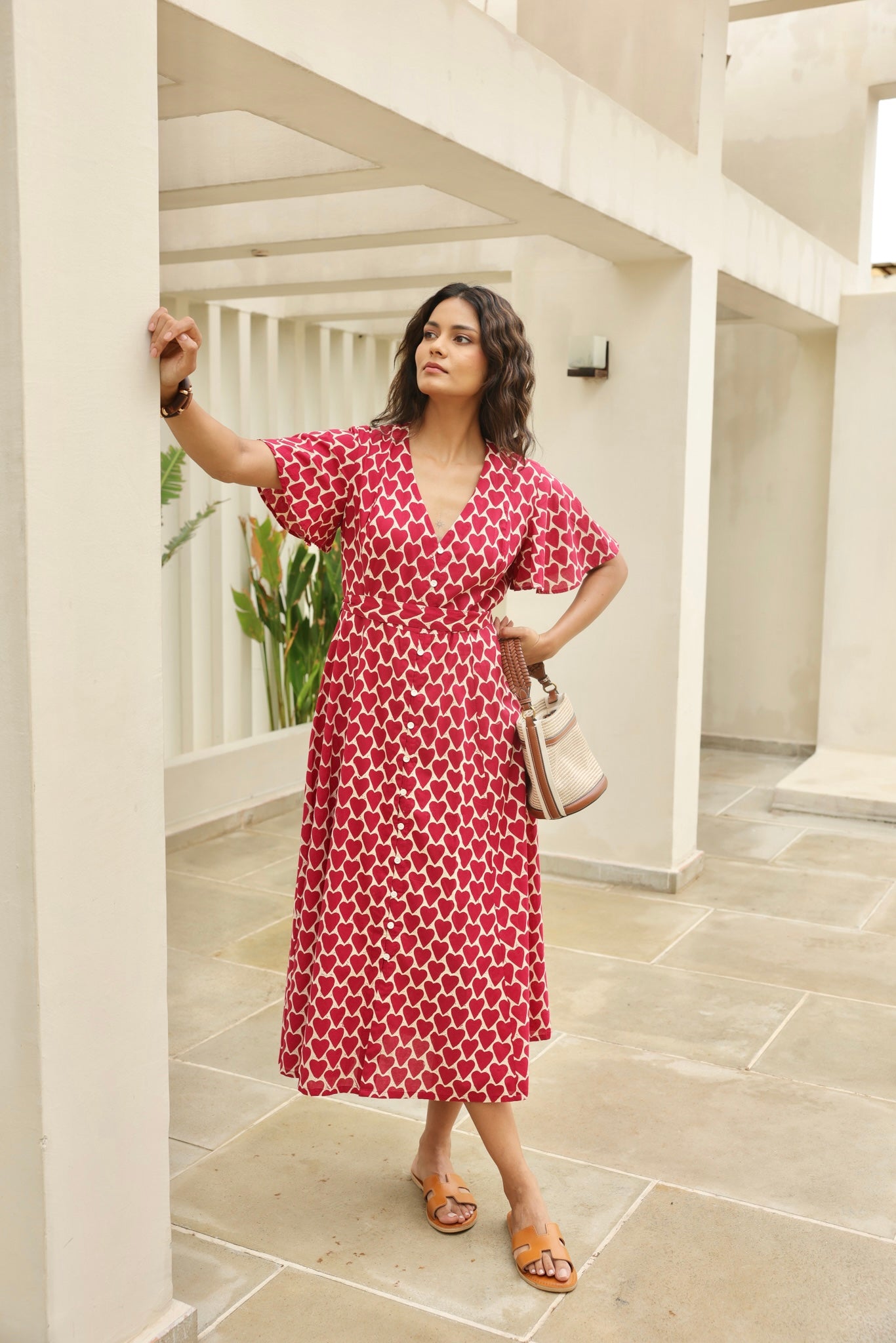 Lily Midi Dress in Red