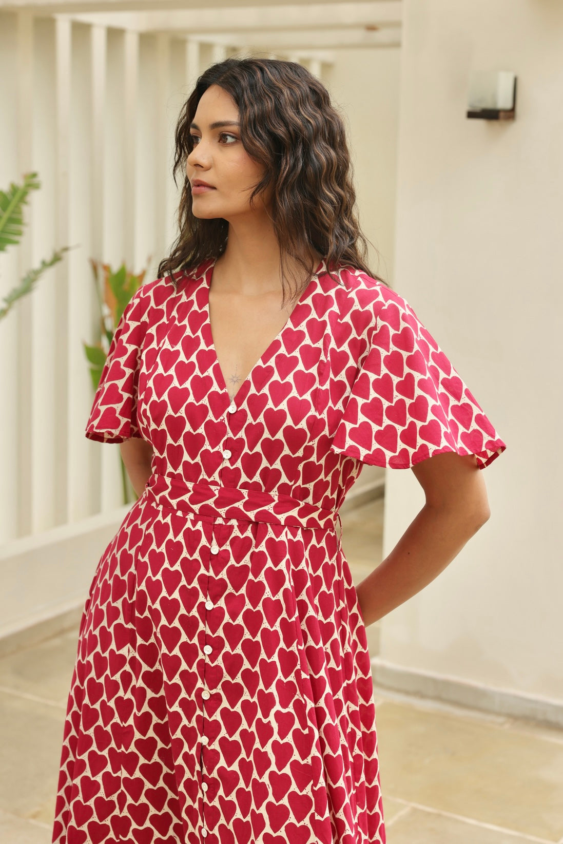 Lily Midi Dress in Red