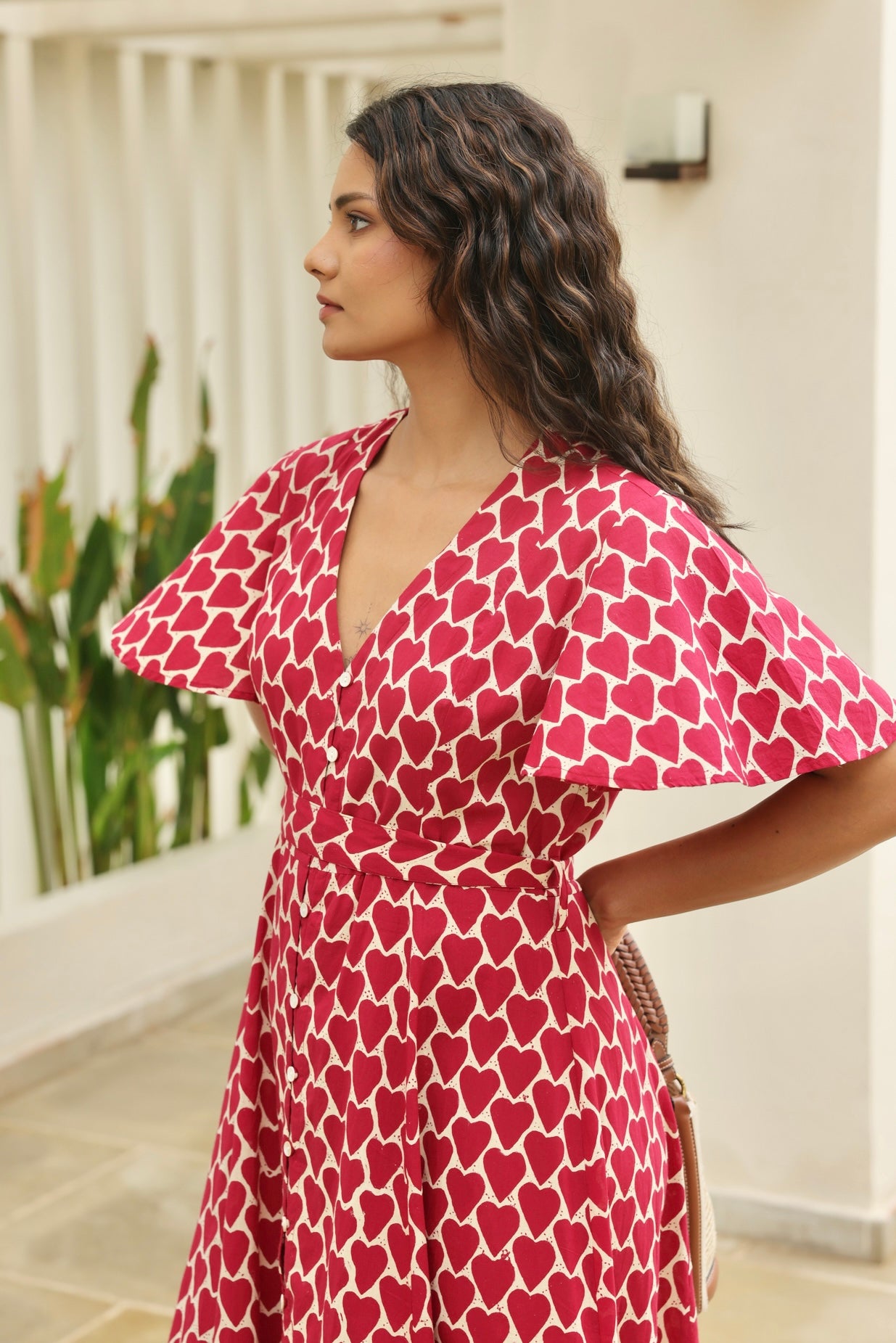 Lily Midi Dress in Red