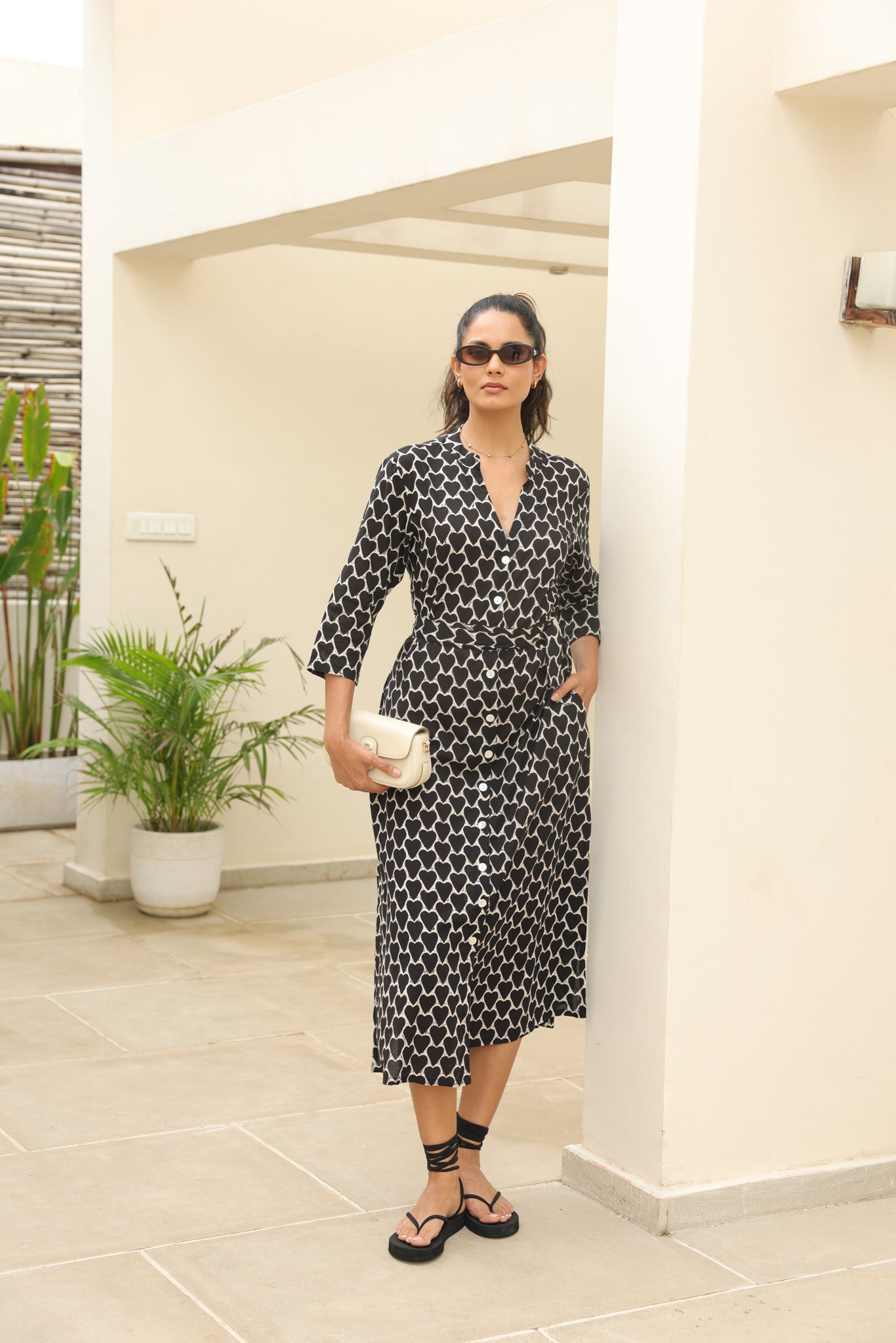 Iris Midi Dress in Black