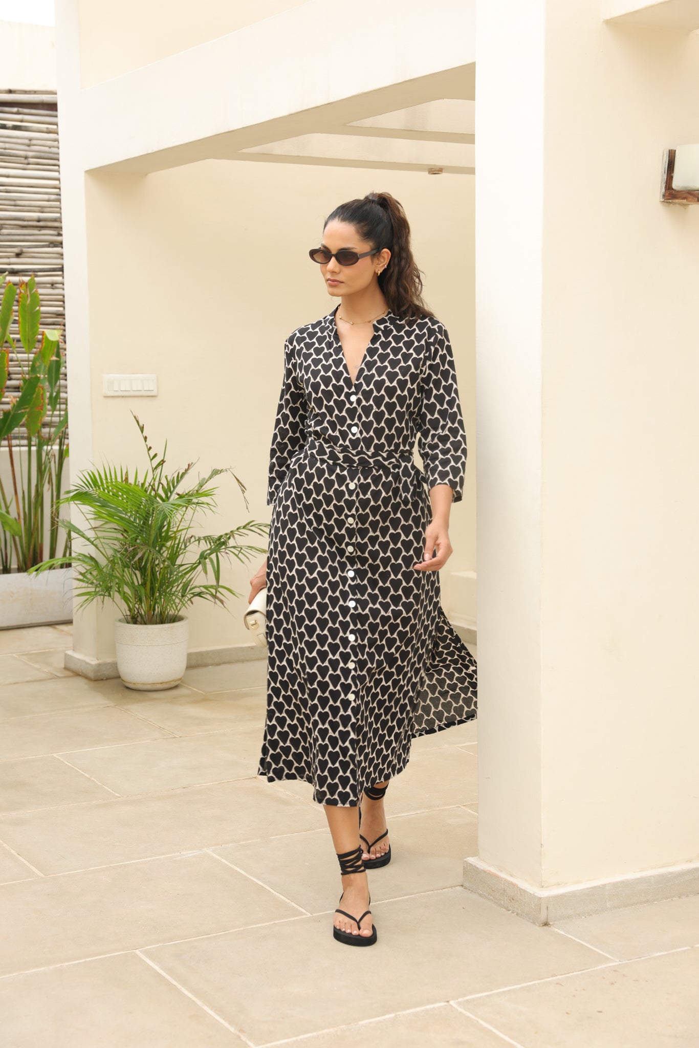 Iris Midi Dress in Black