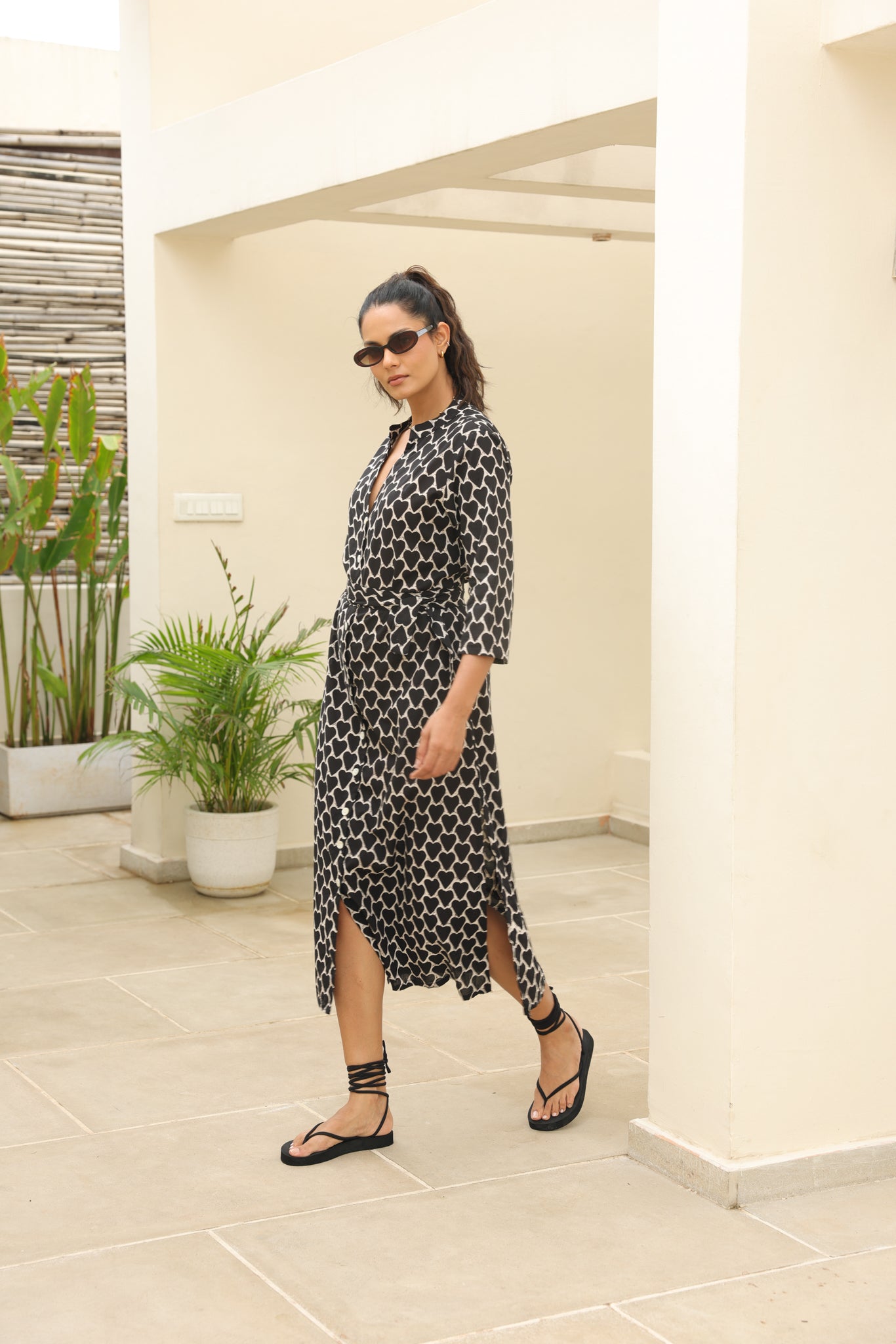 Iris Midi Dress in Black
