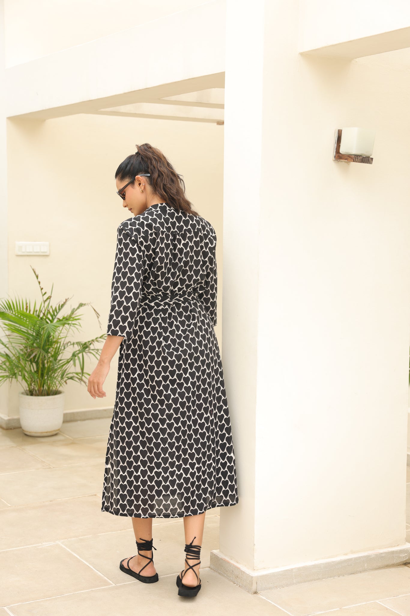 Iris Midi Dress in Black