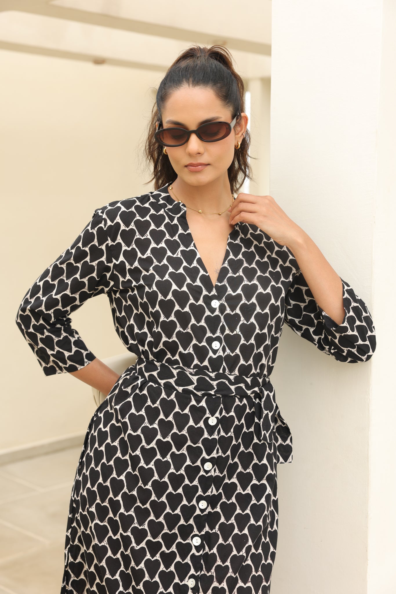 Iris Midi Dress in Black