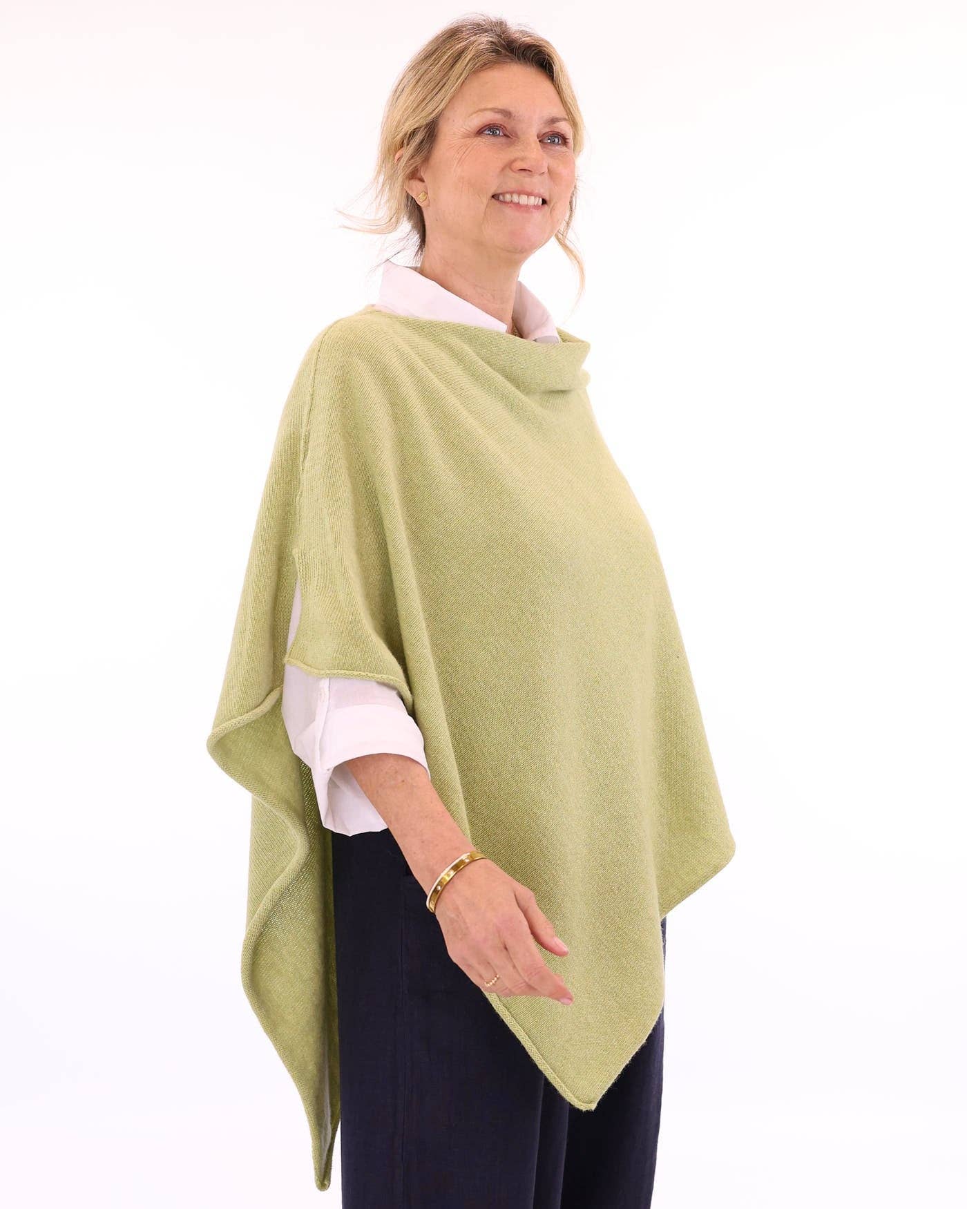 Cashmere Blend Poncho: Azure Blue