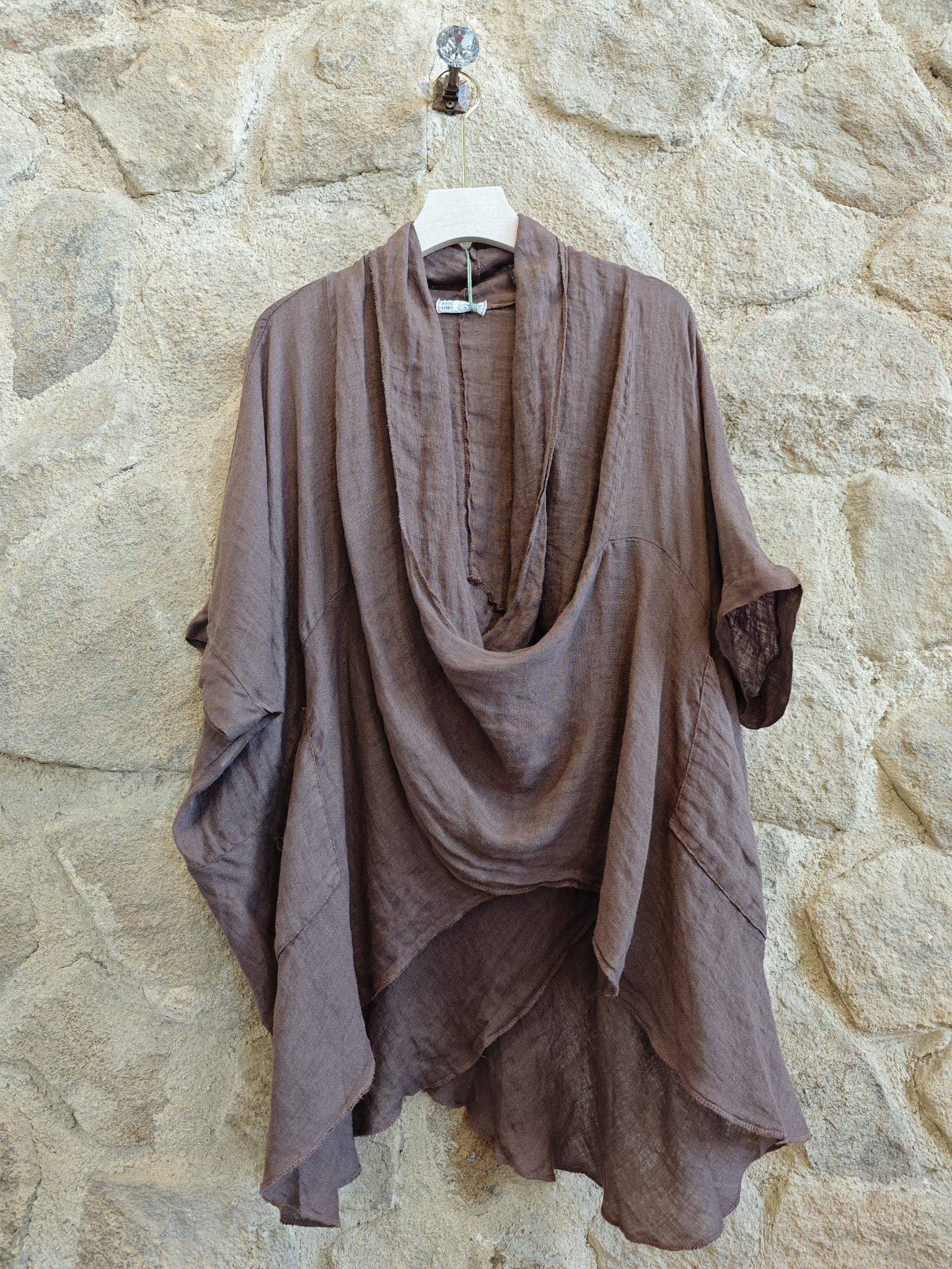 Ref-83591 OVERSIZED BLOUSE 100% LINEN: Red