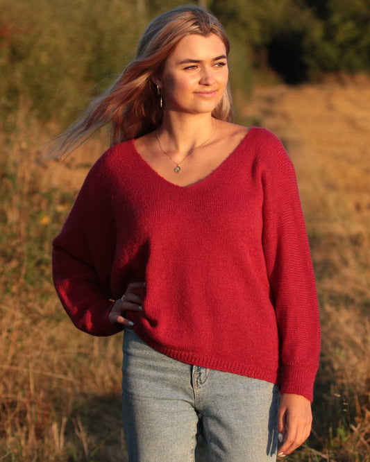 Mohair Blend Sweater in Autumn Red
