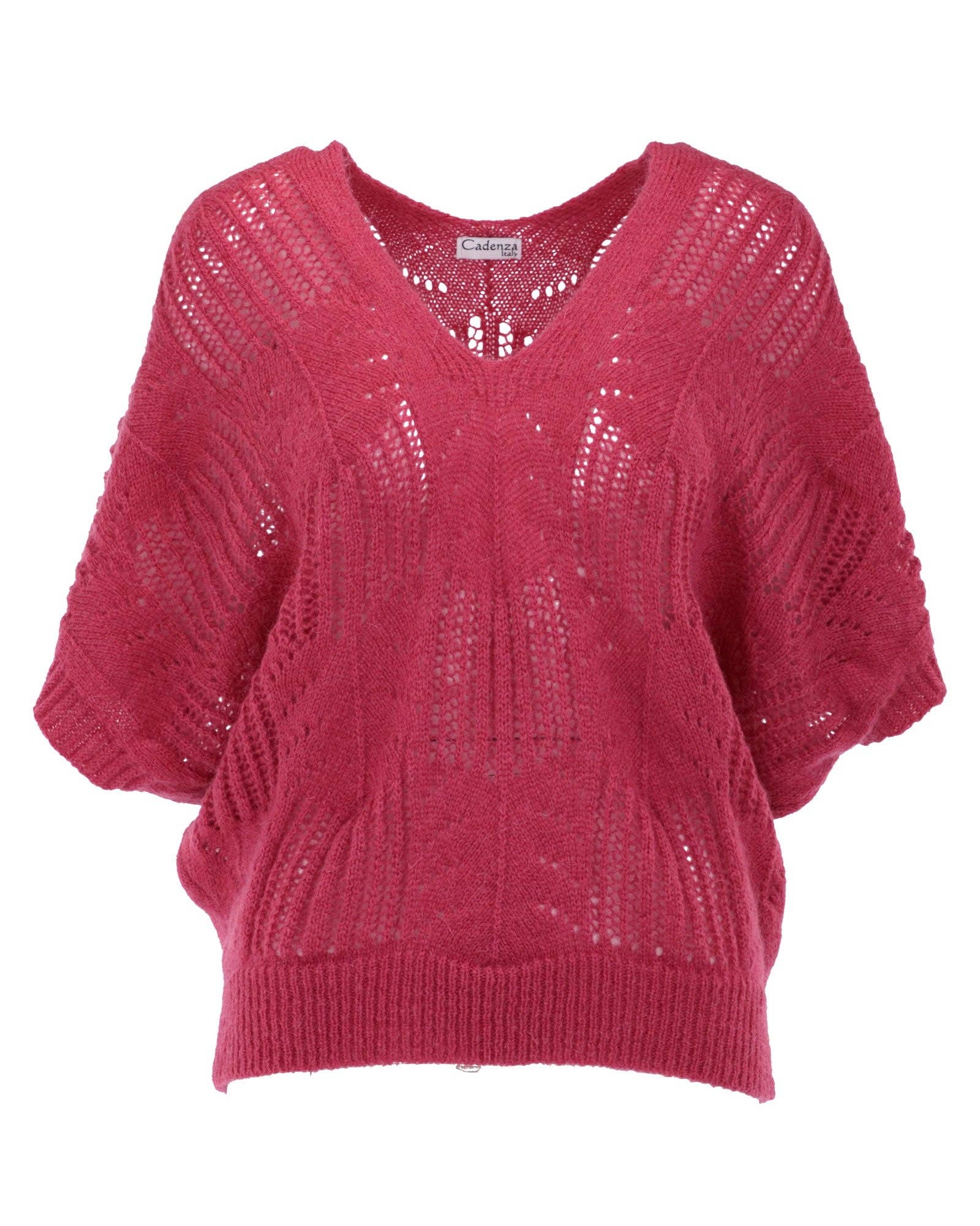 V Neck Mohair Blend Tunic: Autumn Red