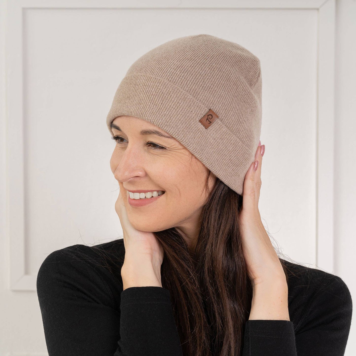Merino Cashmere Blend Beanie in Creamy beige