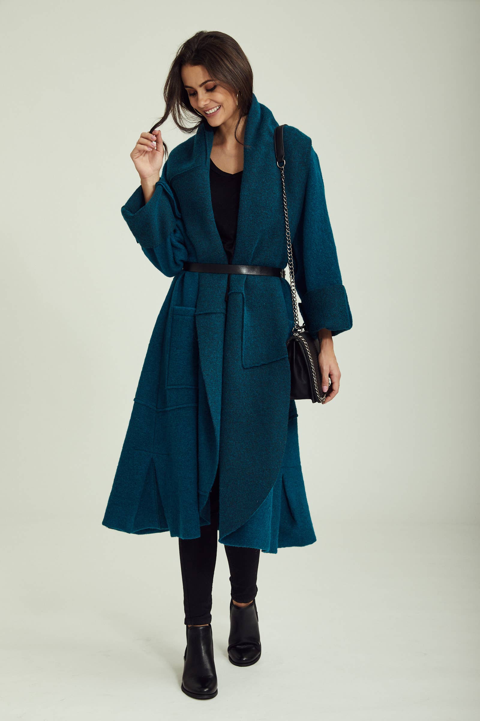 BLL-M98043 wool coat: Persimmon / One size