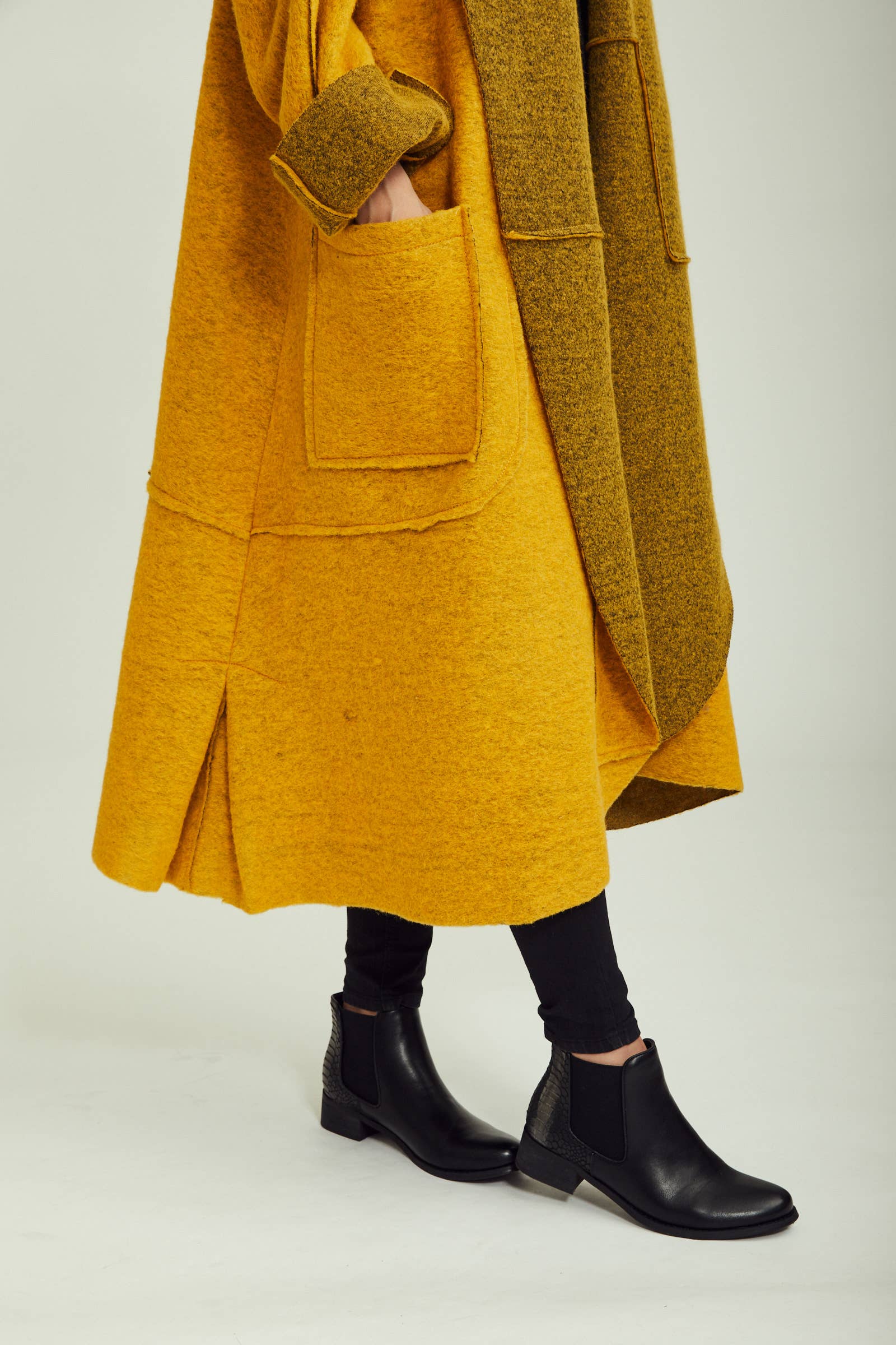 BLL-M98043 wool coat: Persimmon / One size