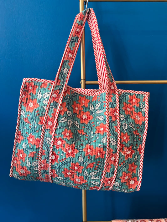 Tote Bag with Orange Flowers