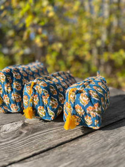 Make Up Bag in Blue Mustard