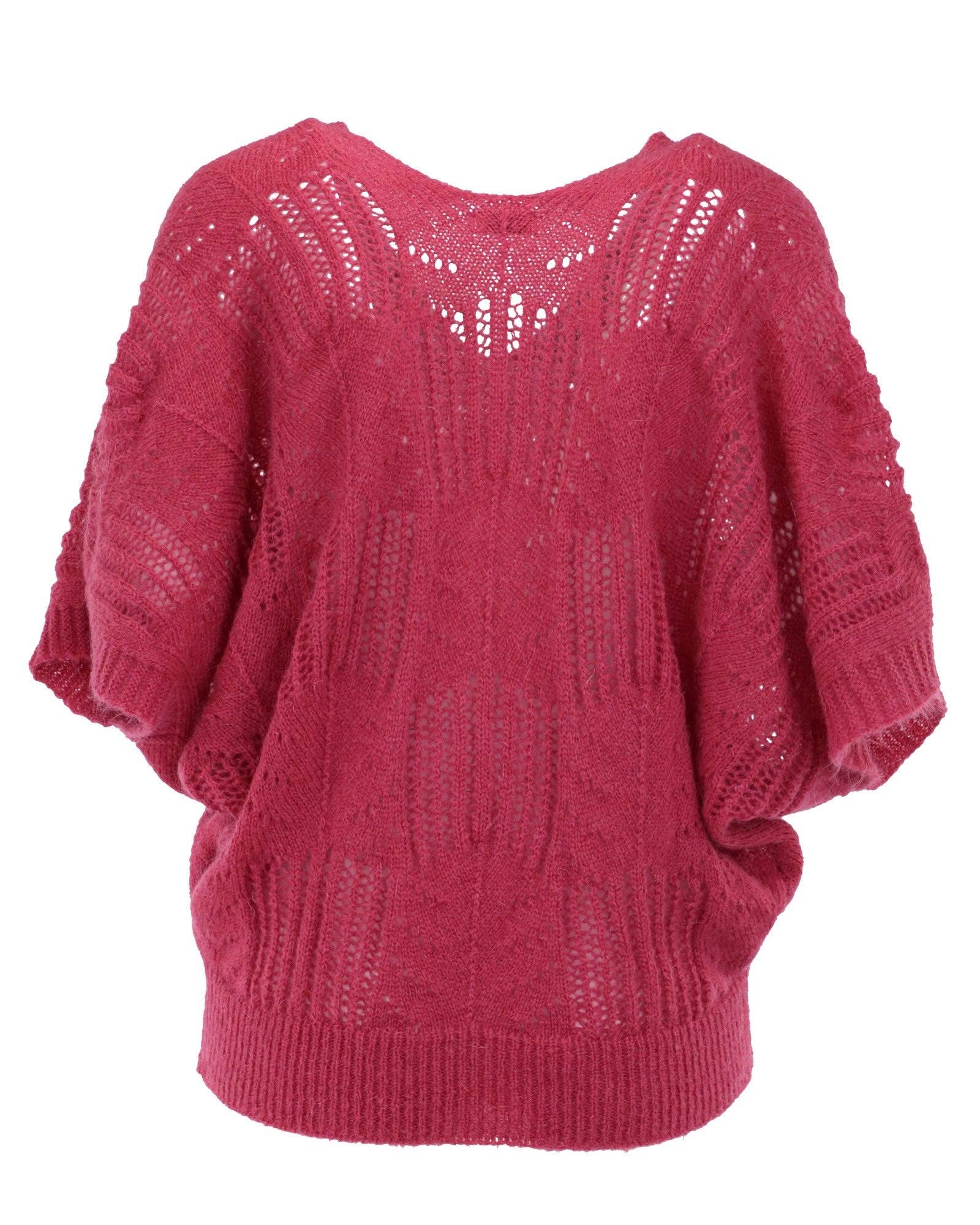 V Neck Mohair Blend Tunic: Autumn Red