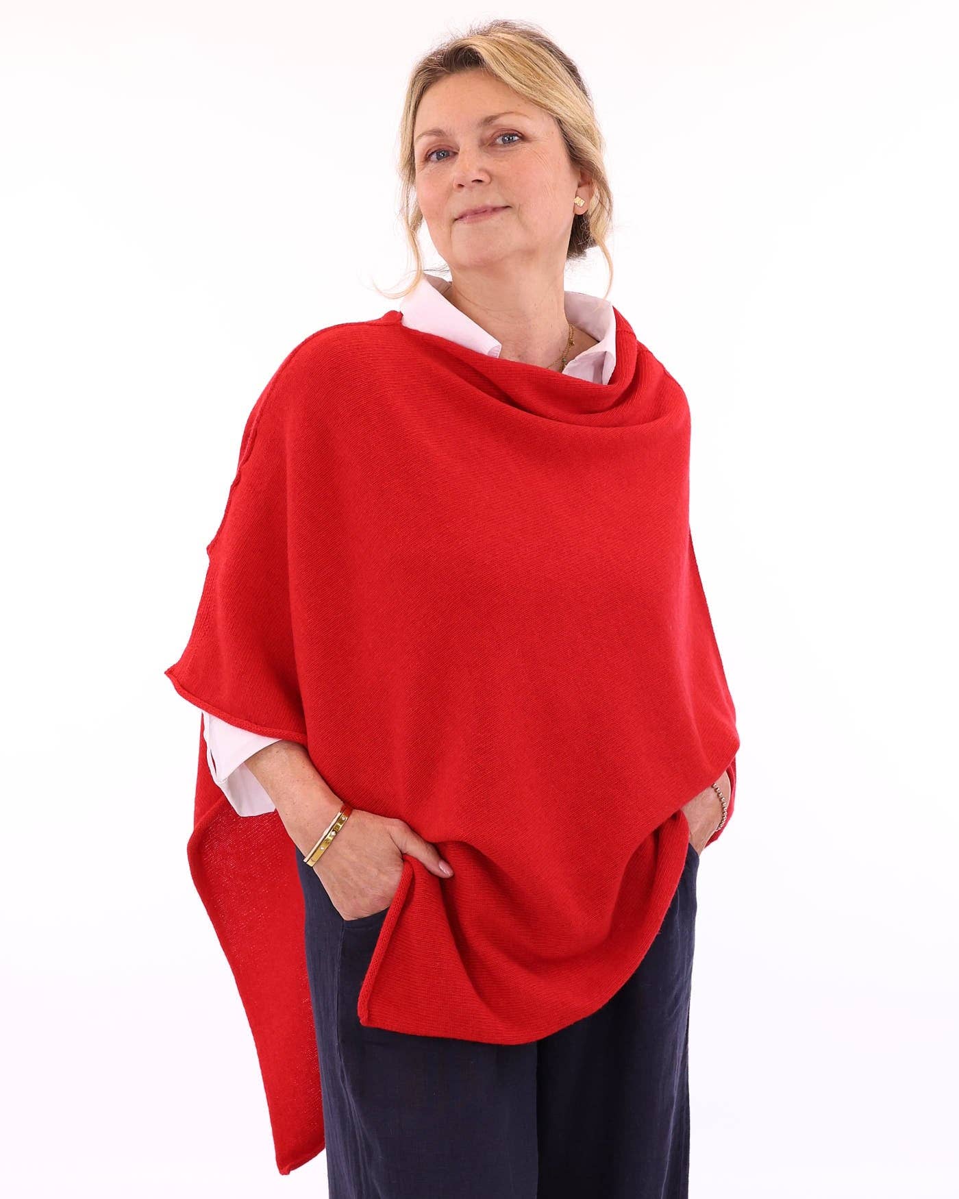 Cashmere Blend Poncho: Azure Blue