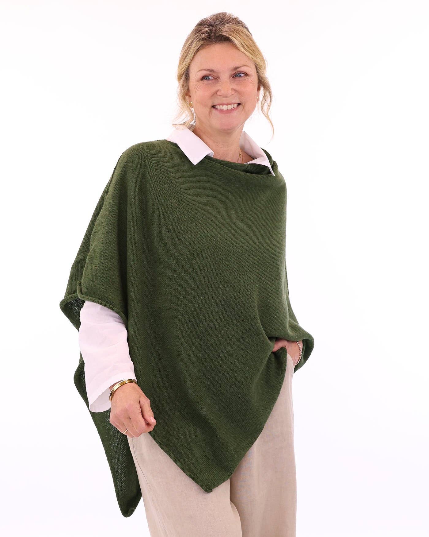 Cashmere Blend Poncho: Azure Blue